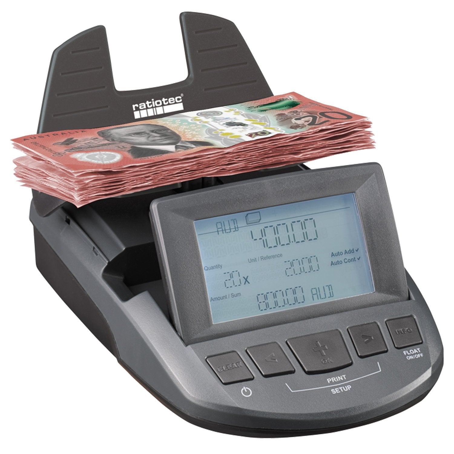 Ratiotec Digital Coin and Note Counter - Portable Money Scale - SuperSaverAU - view 4