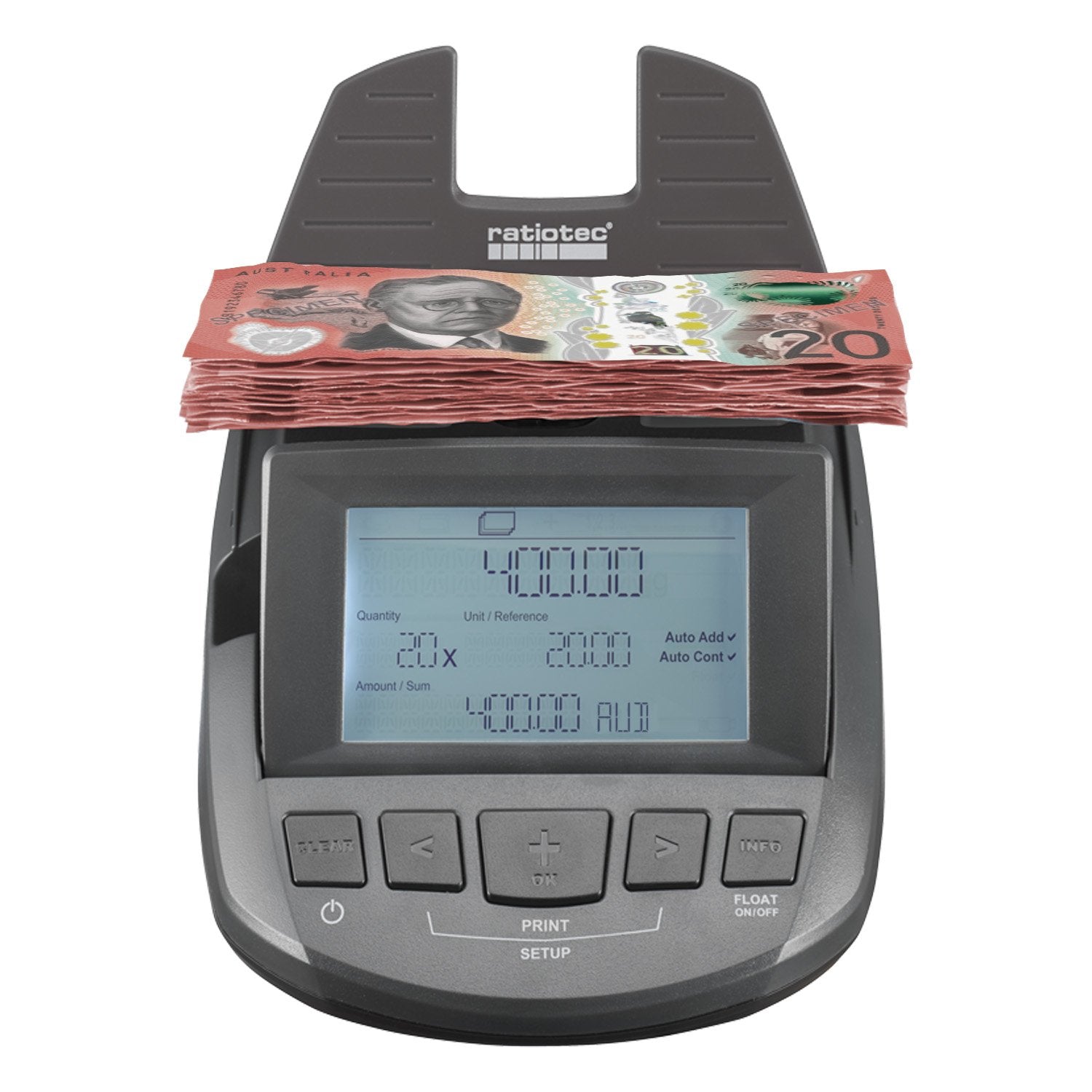Ratiotec Digital Coin and Note Counter - Portable Money Scale - SuperSaverAU - view 5
