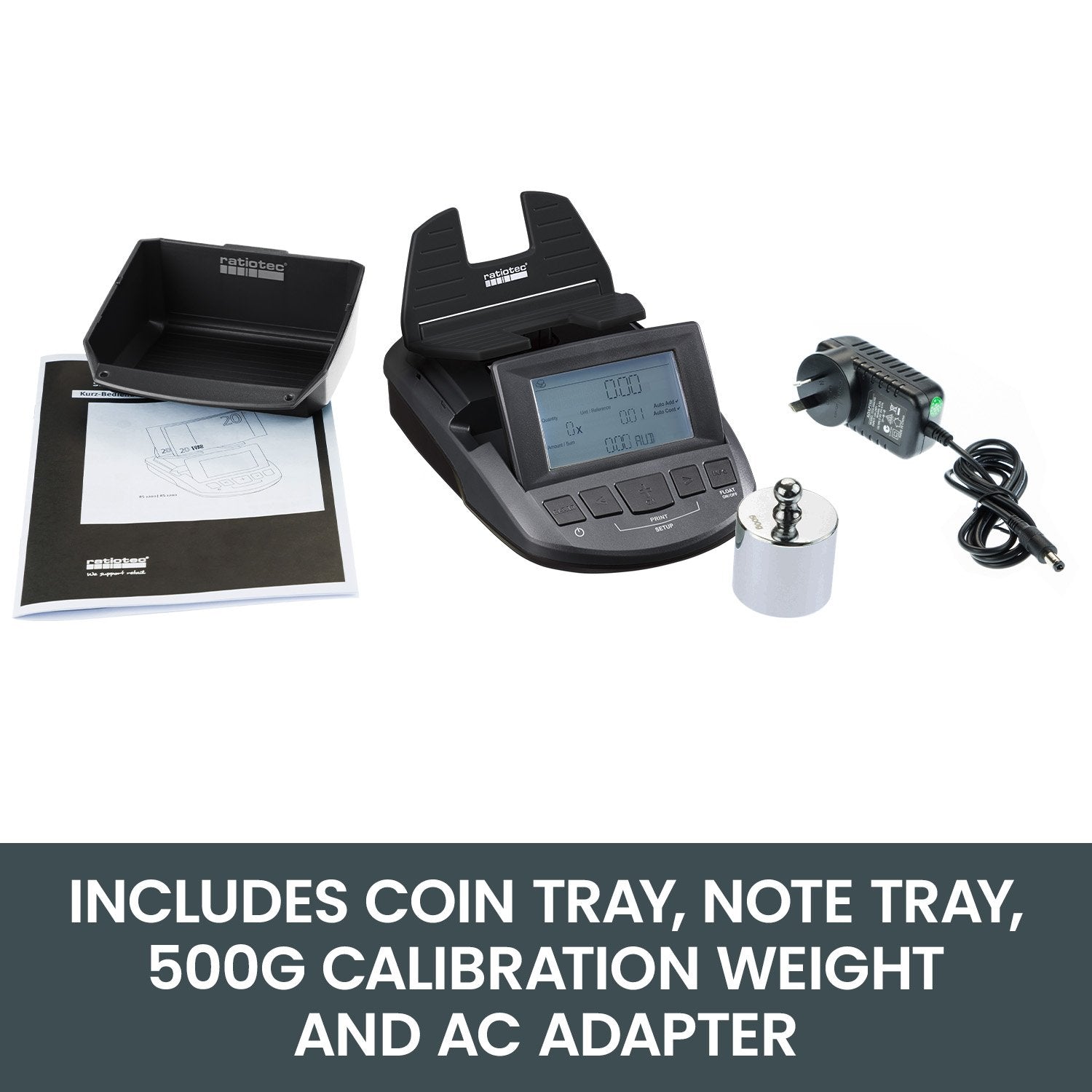 Ratiotec Digital Coin and Note Counter - Portable Money Scale - SuperSaverAU - view 7
