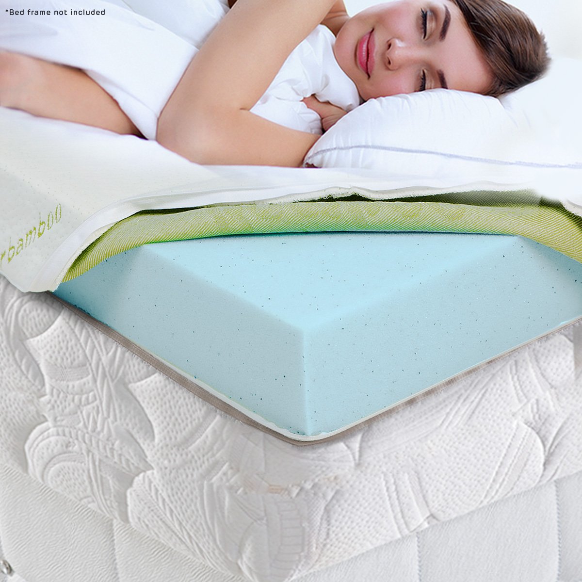 Laura Hill Cool Gel Memory Foam Mattress Topper, Bamboo Fabric Cover, Double - SuperSaverAU - view 9