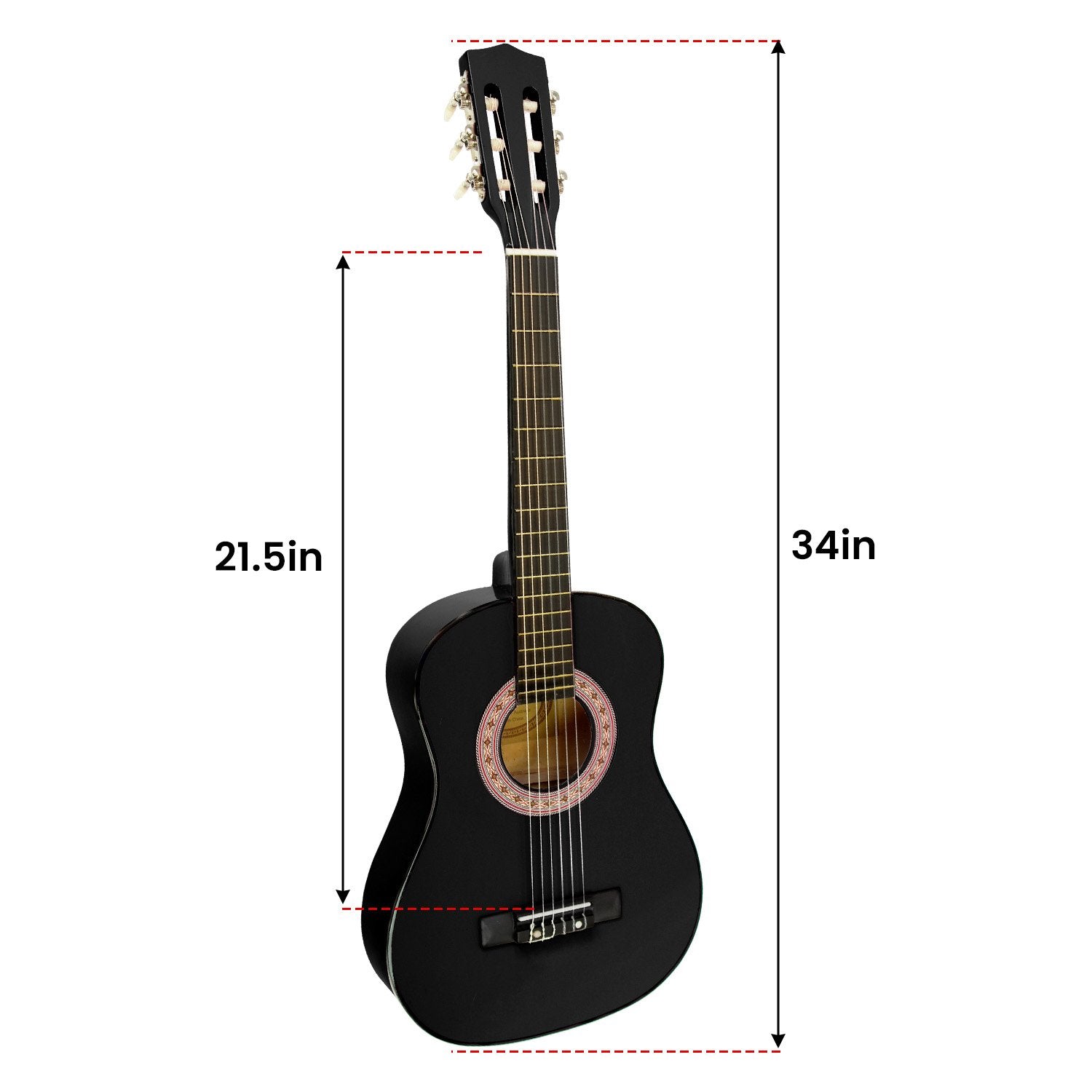 Karrera 34in Children's Wooden Acoustic Guitar - Black