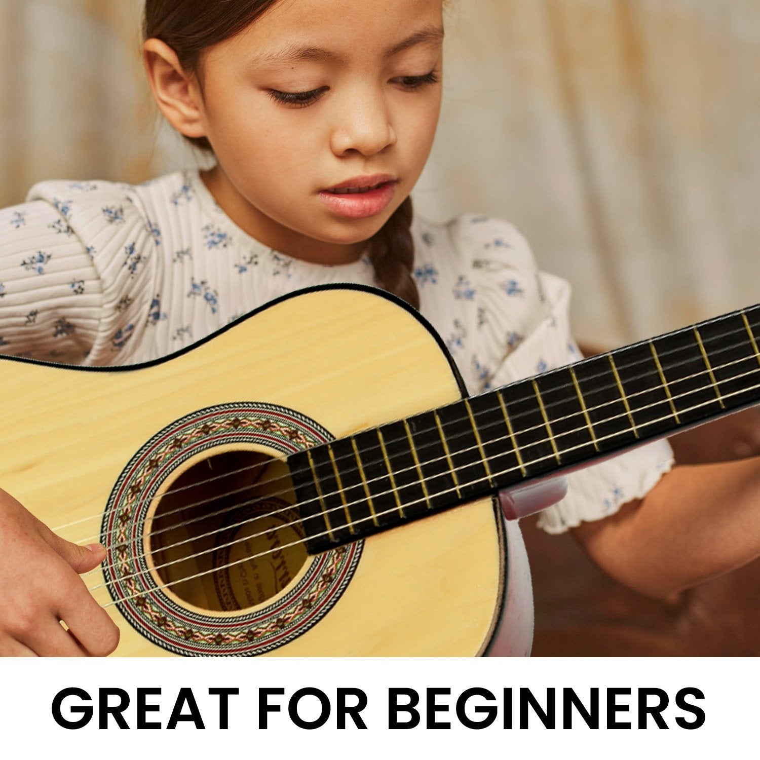Karrera 34in Children's Wooden Acoustic Guitar - Natural