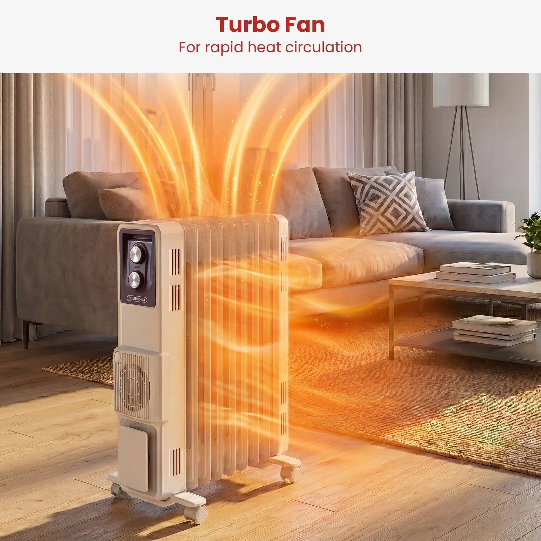 Dimplex 2.4kW Oil Column Heater with Turbo Fan 9 Fin Portable Radiator - SuperSaverAU - view 8