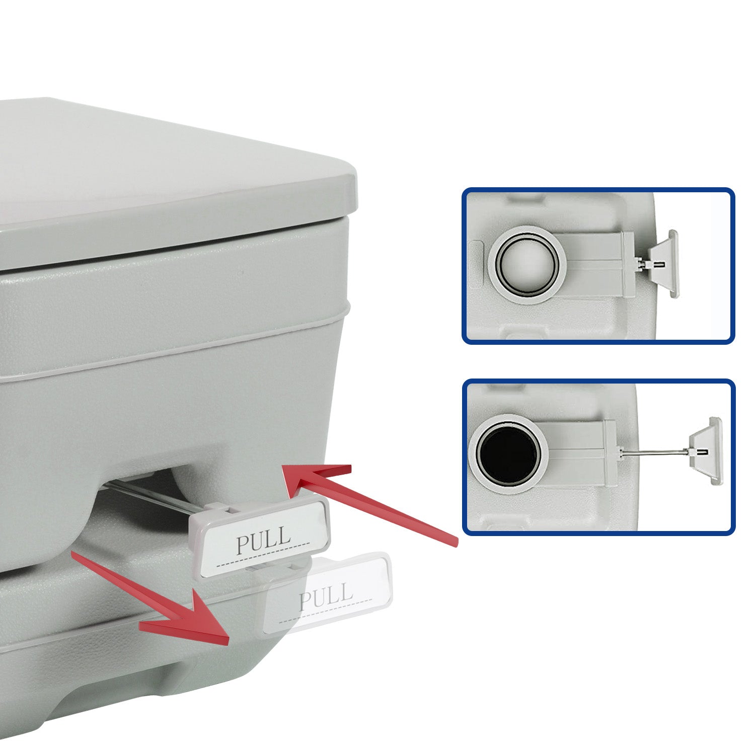 Wallaroo 10L Portable Toilet - Press Flush Pump, 10L Capacity, Durable PE/ABS - SuperSaverAU - view 5