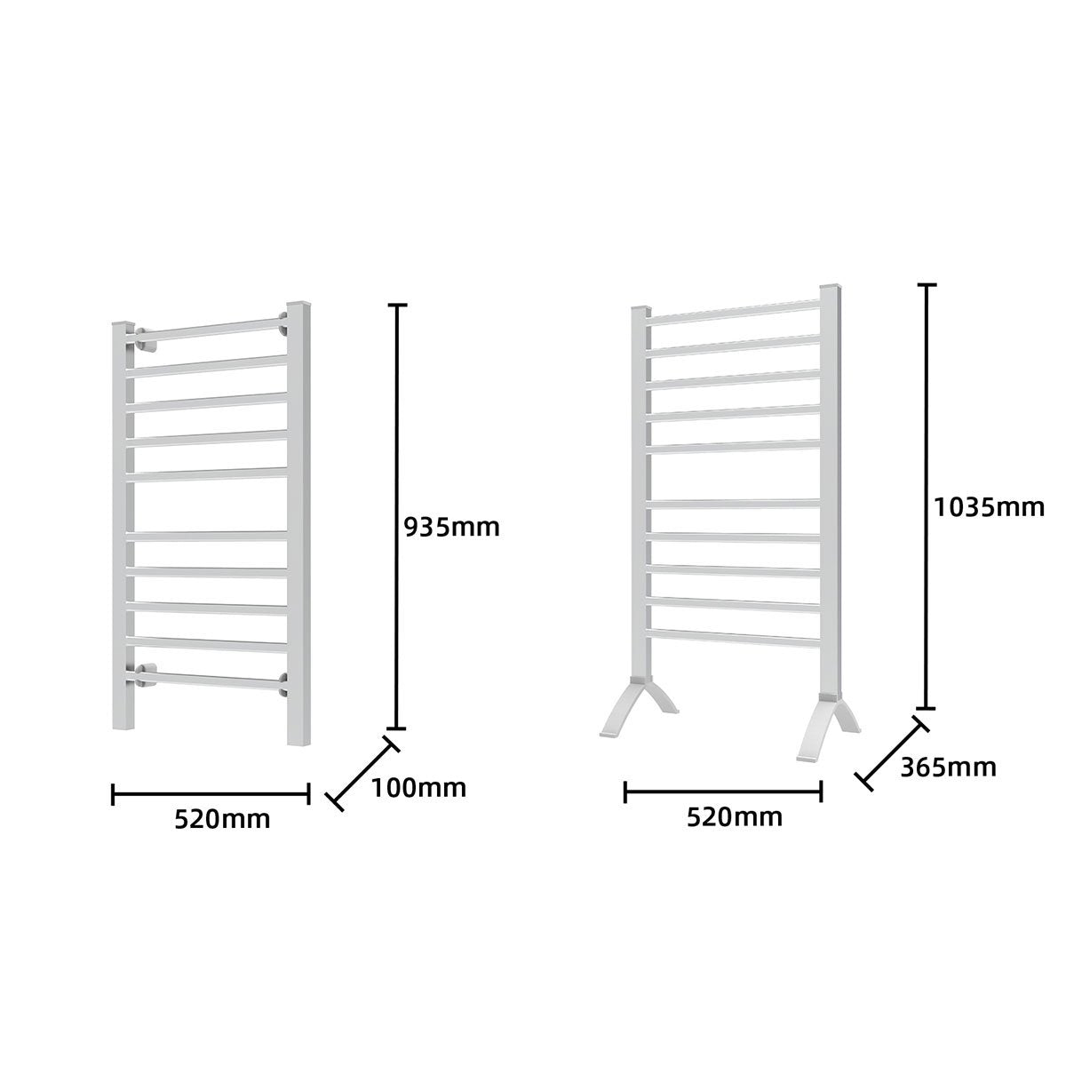 Pronti Heated Towel Rack 10 Rails 160W with Timer Wall-Mounted Freestanding - SuperSaverAU - view 3