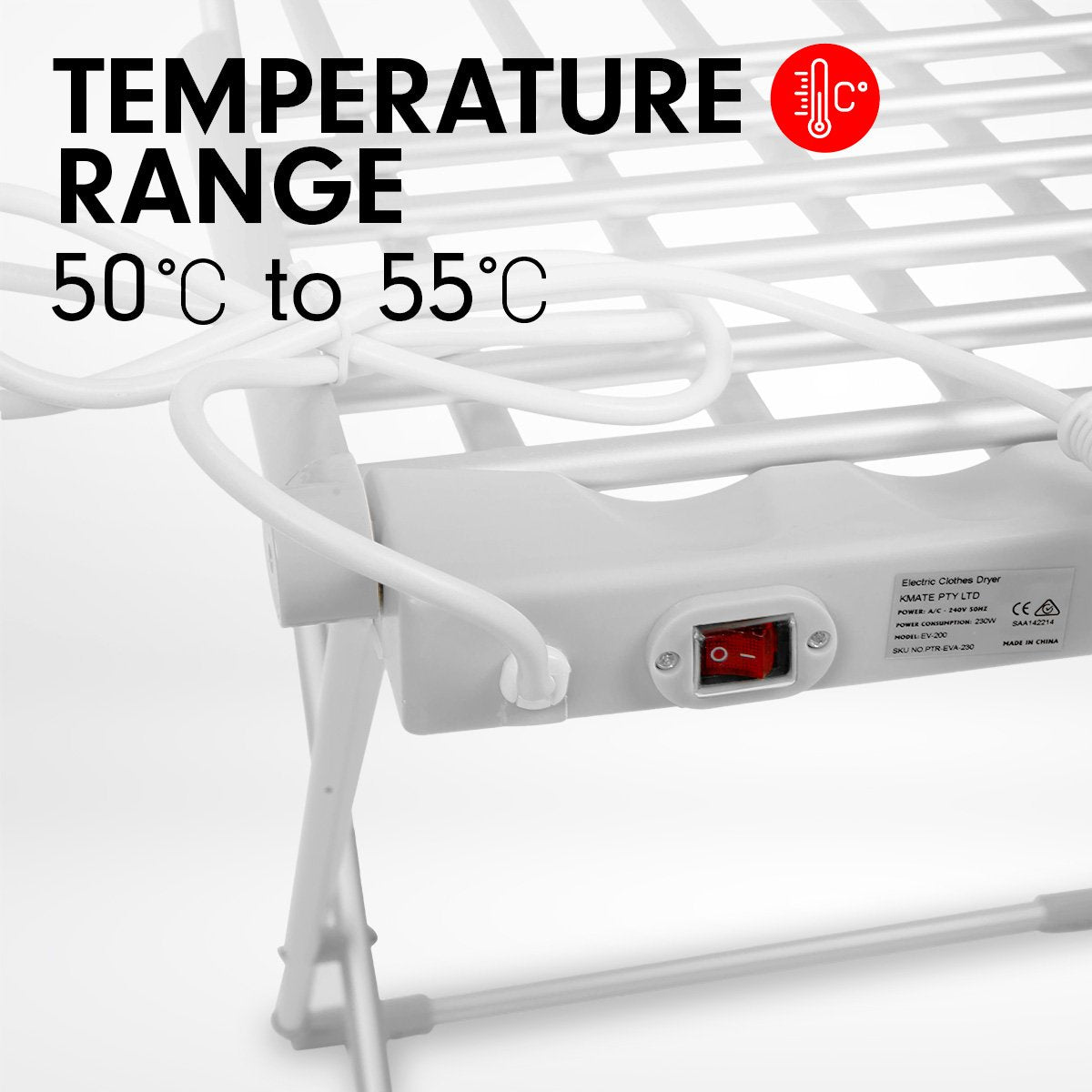 Pronti 230W Freestanding Heated Towel Dryer, 144 x 53 x 75cm, Portable Design - SuperSaverAU - view 7
