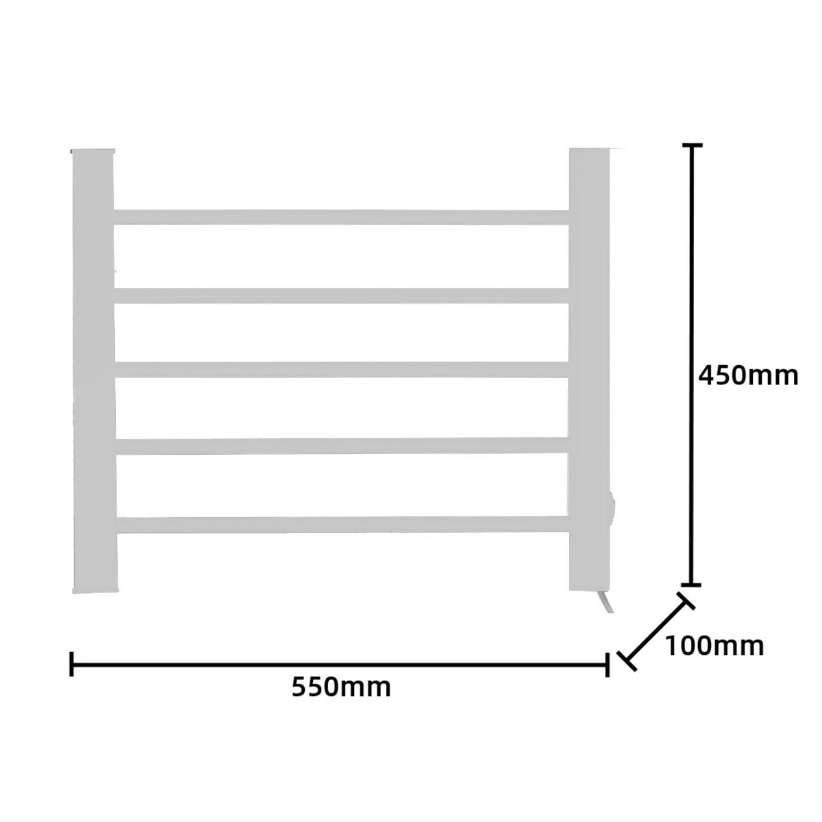 Pronti Heated Towel Rack 5 Rails Wall-Mounted 450x550mm 45C-55C Silver - SuperSaverAU - view 2