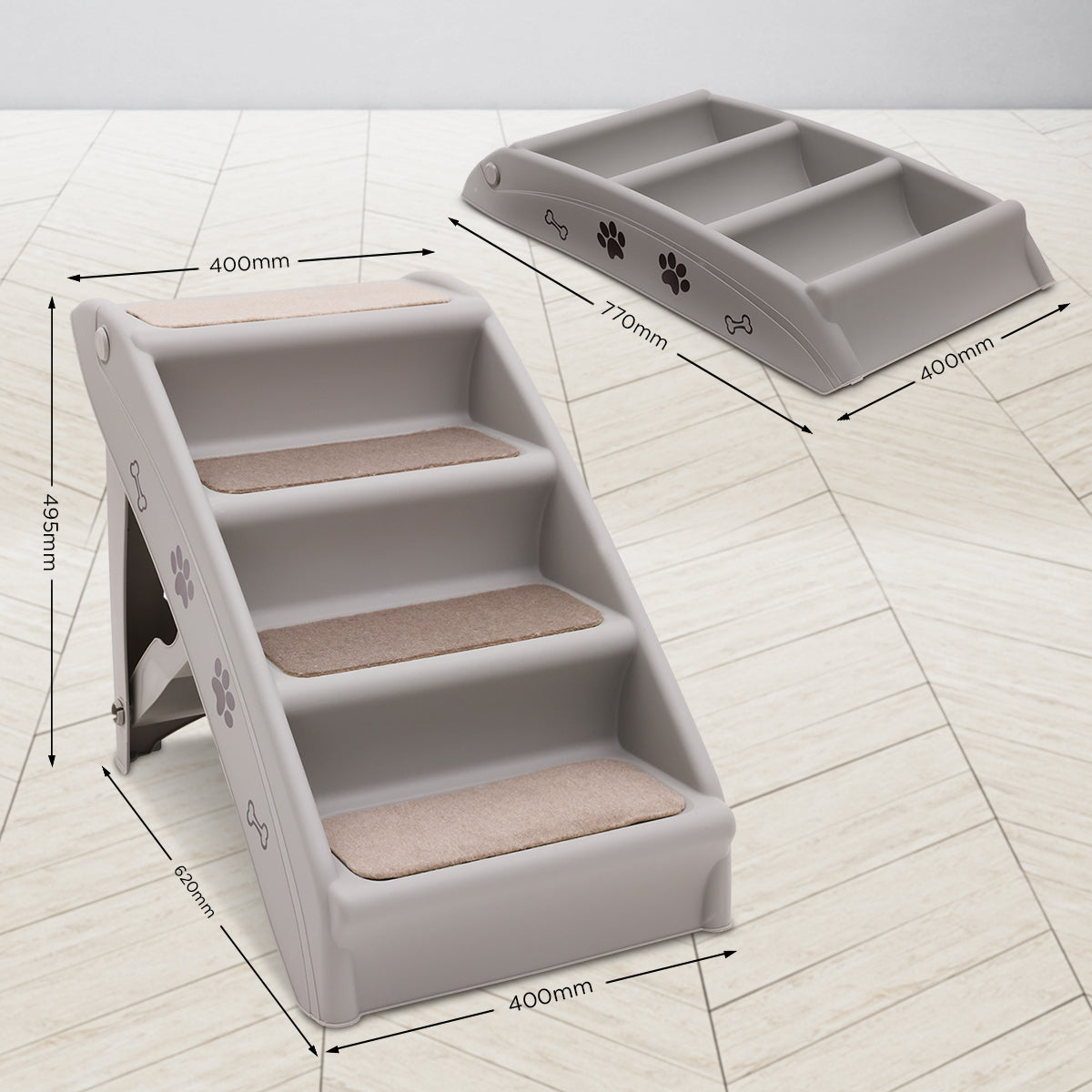 Furtastic 50cm Foldable Pet Stairs with Non-Slip Mat for Small Dogs & Cats - SuperSaverAU - view 6