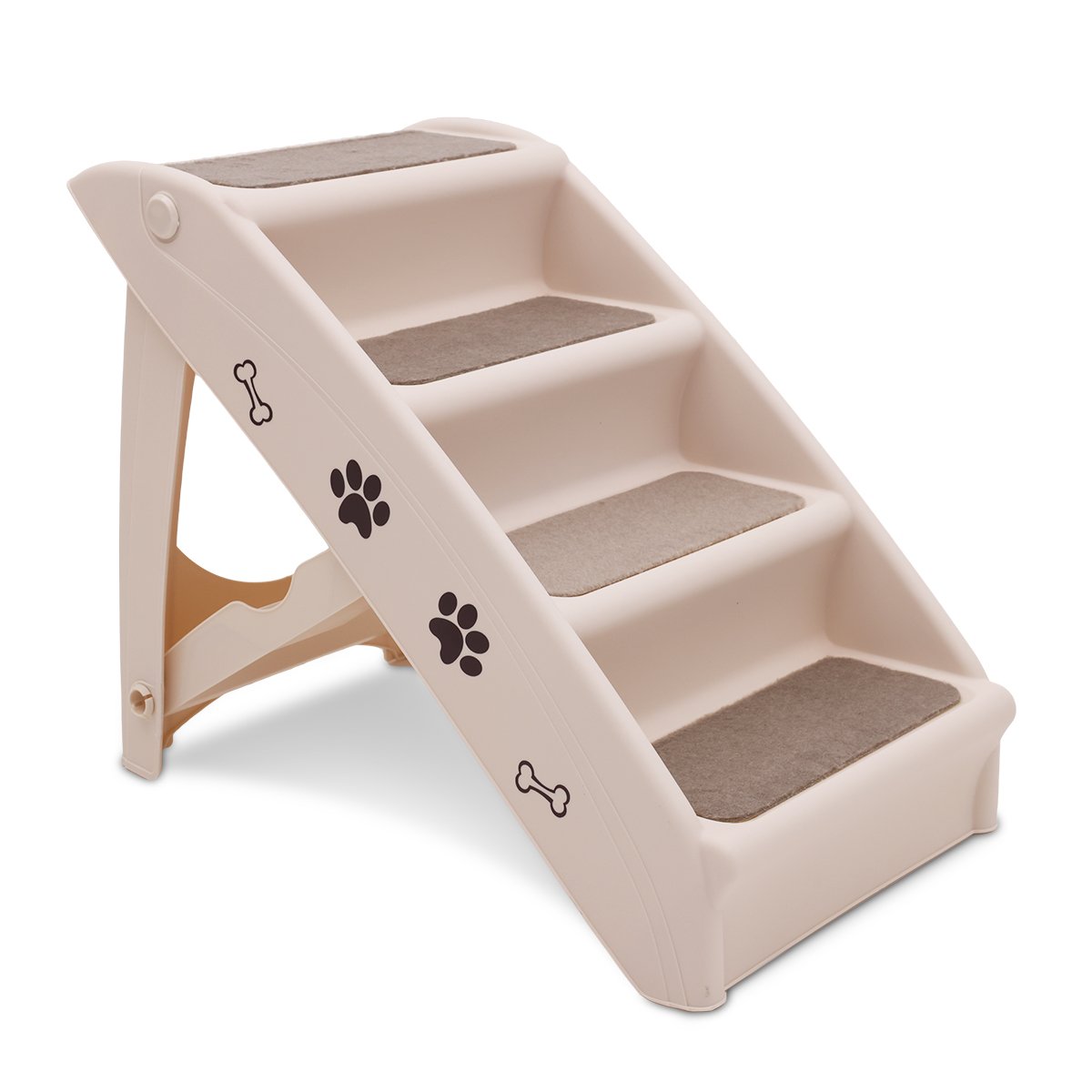 Furtastic Pet Stairs - 50cm Foldable Dog Ladder with Non-Slip Mat, White - SuperSaverAU - view 1