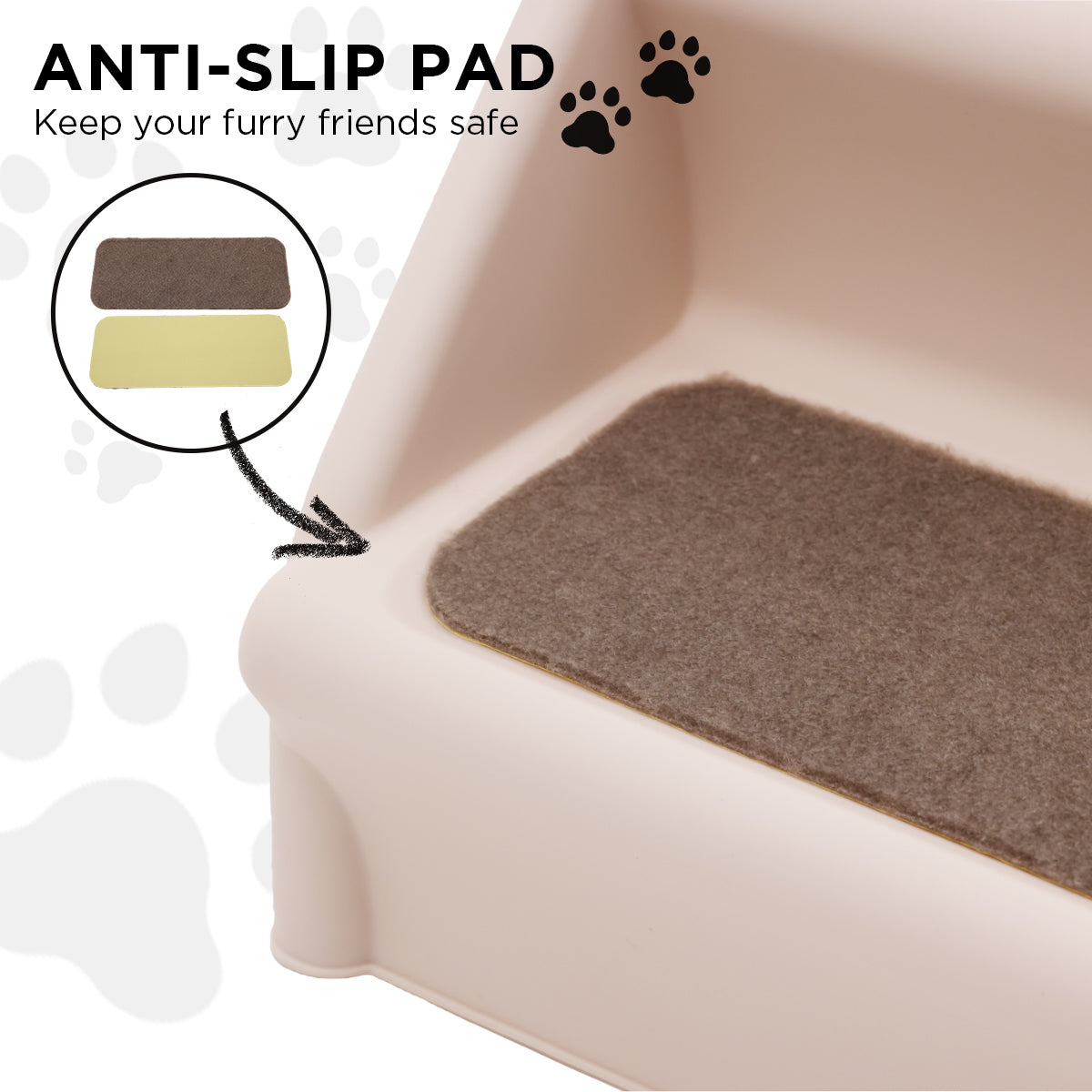 Furtastic Pet Stairs - 50cm Foldable Dog Ladder with Non-Slip Mat, White - SuperSaverAU - view 10