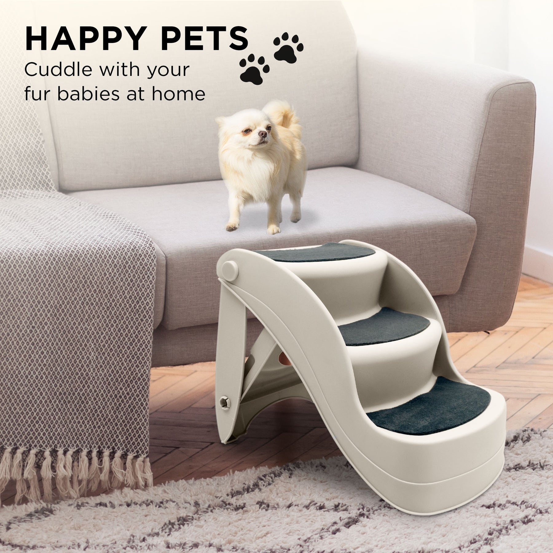 Furtastic Foldable Pet Stairs 38cm - Non-Slip, Compact, Easy to Store - SuperSaverAU - view 8