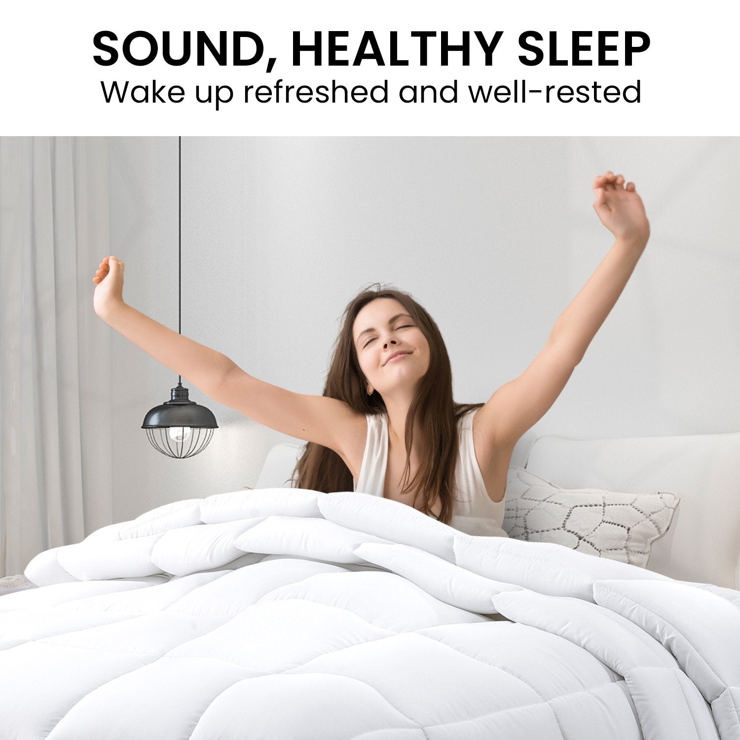 Laura Hill Goose Down Feather Quilt 500GSM, 210x210cm, Hypoallergenic, Cotton Cover - SuperSaverAU - view 2