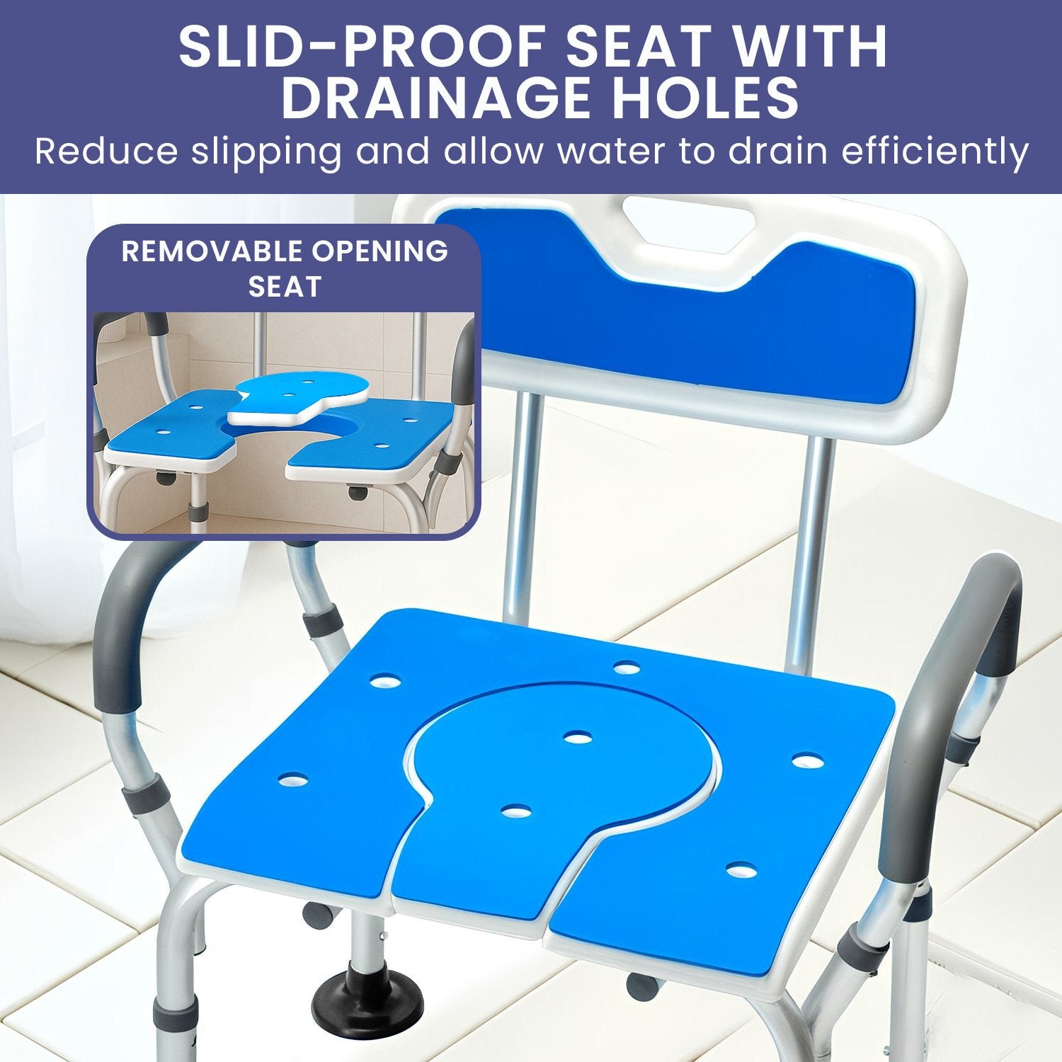 Orthonica Height-Adjustable Aluminium Commode Shower Chair - SuperSaverAU - view 9