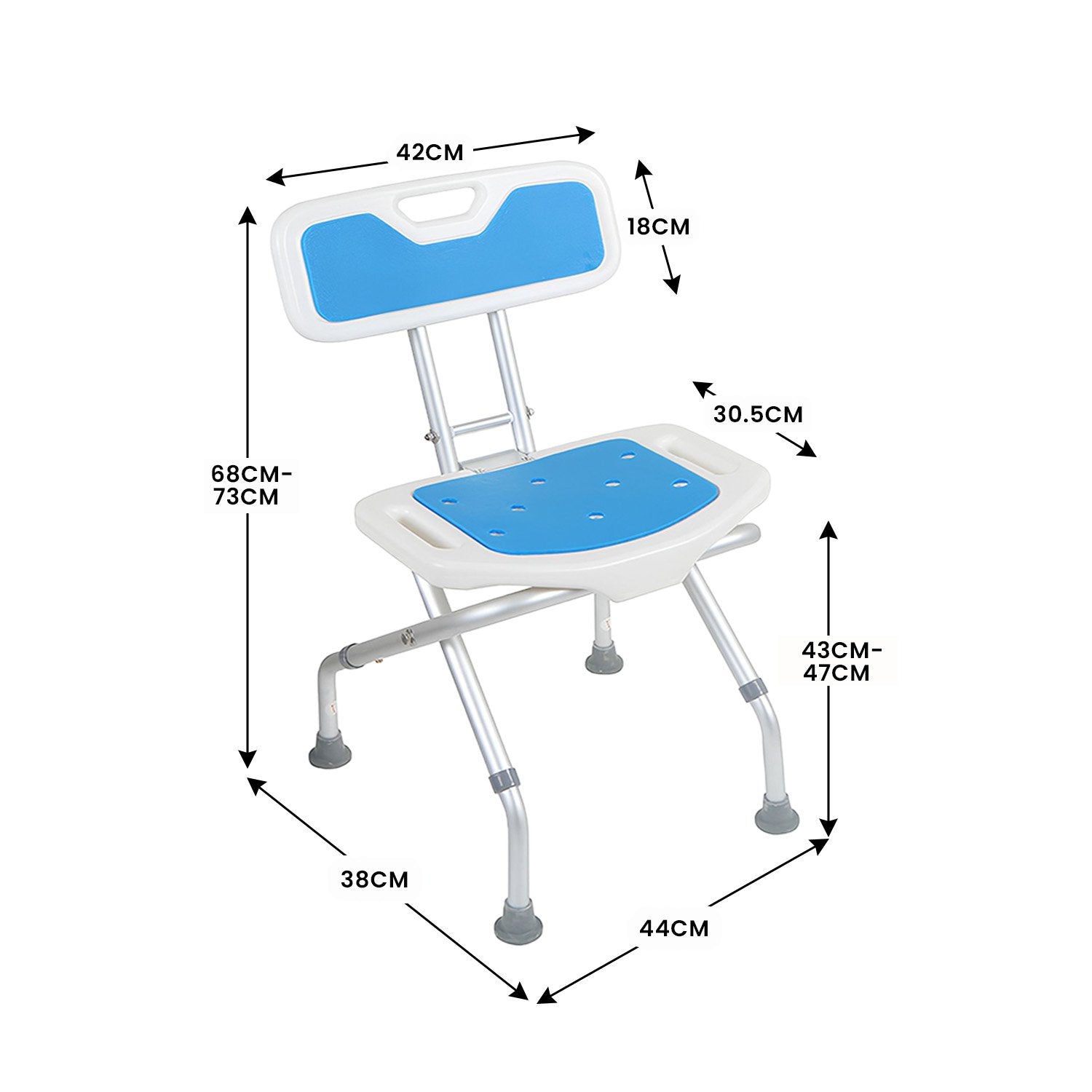 Orthonica Compact Foldable Commode Shower Chair - Adjustable Aluminium Frame - SuperSaverAU - view 4