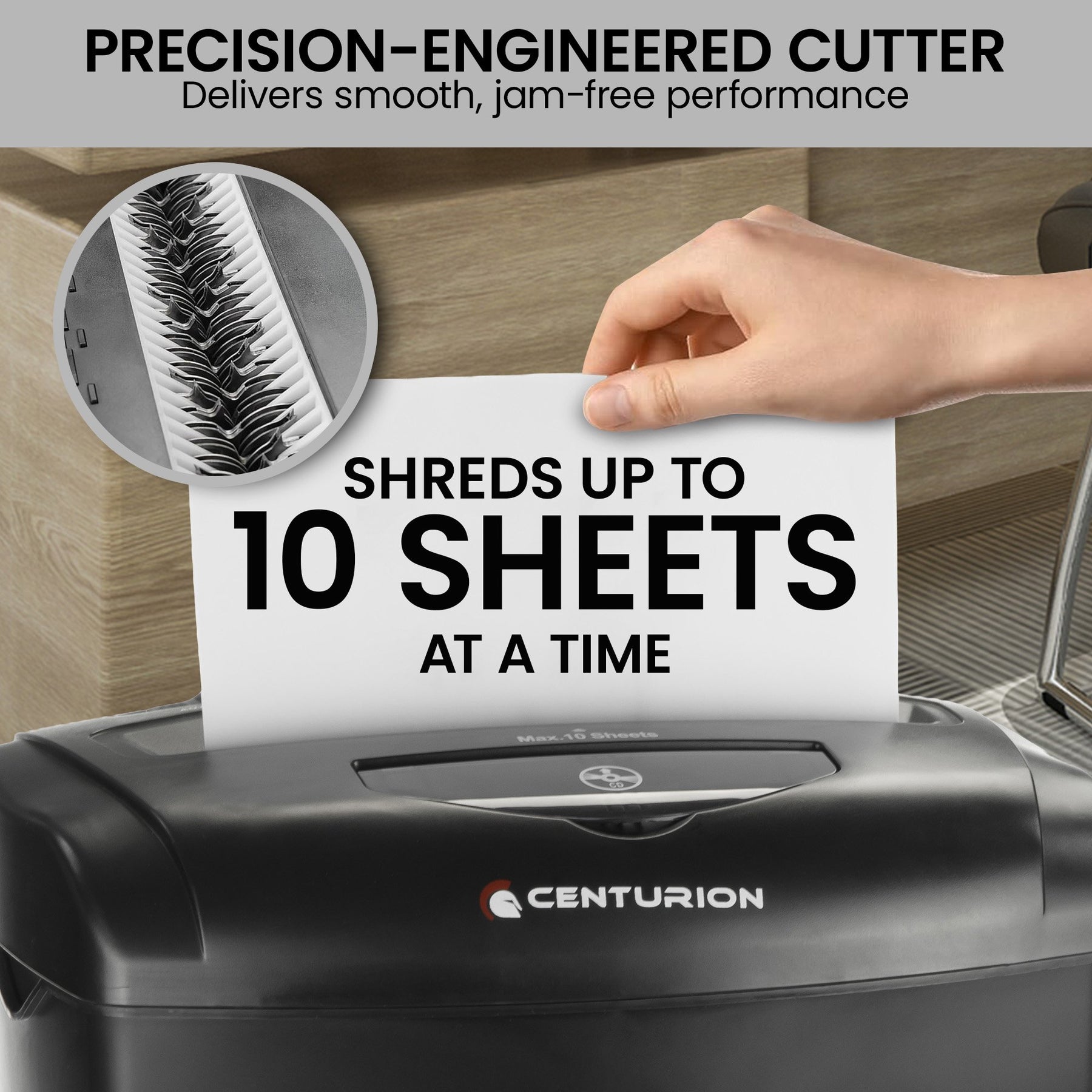 Centurion 21L Cross-Cut Shredder, 10-Sheet, Paper, CD & Credit Card Shredding - SuperSaverAU - view 10