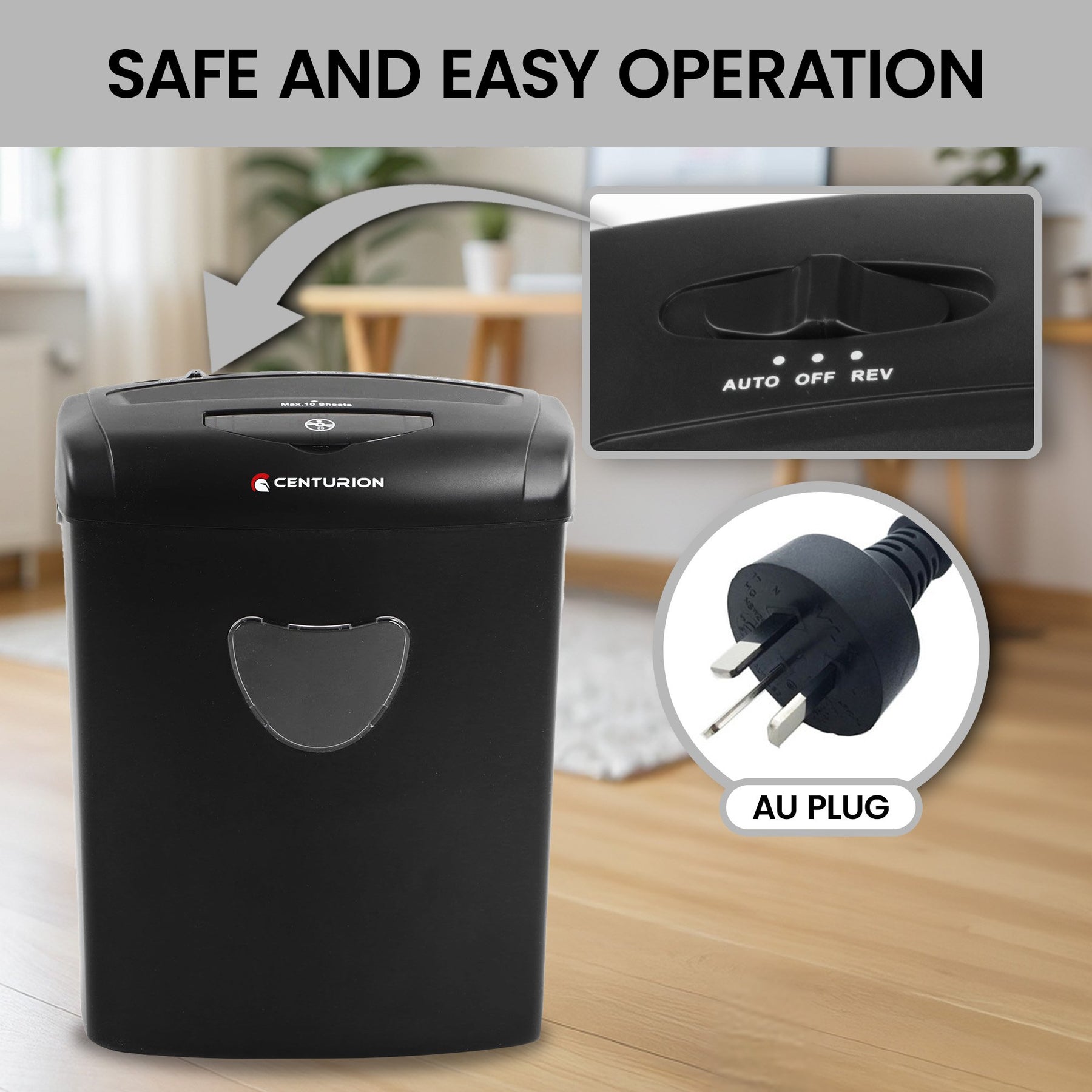 Centurion 21L Cross-Cut Shredder, 10-Sheet, Paper, CD & Credit Card Shredding - SuperSaverAU - view 12