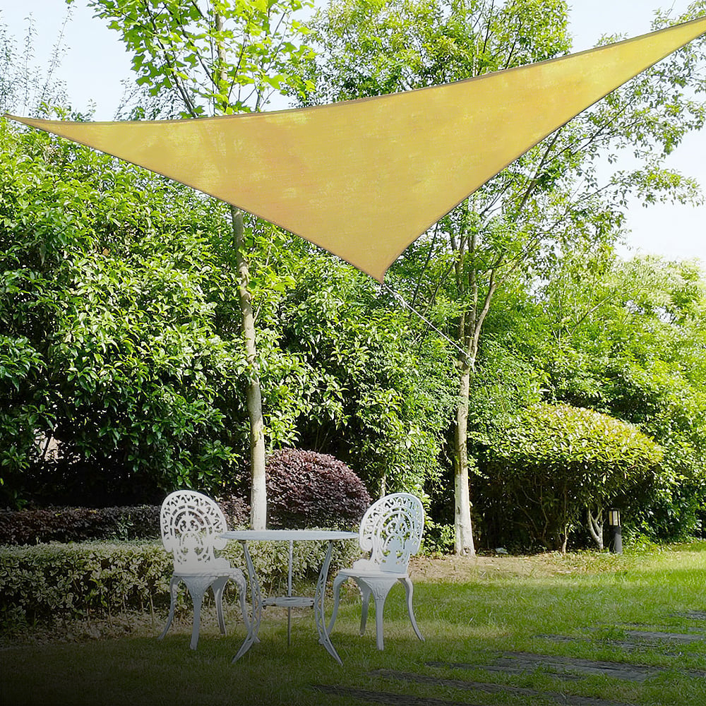 Wallaroo Outdoor Sun Shade Sail Canopy with UV-Stabilised Fabric - Sand, Triangle 7m x 7m x 7m