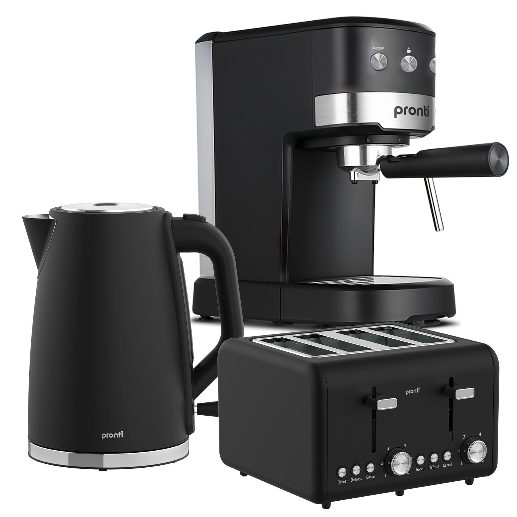 Pronti Breakfast Set with CM 850D Coffee Machine, Toaster & Kettle