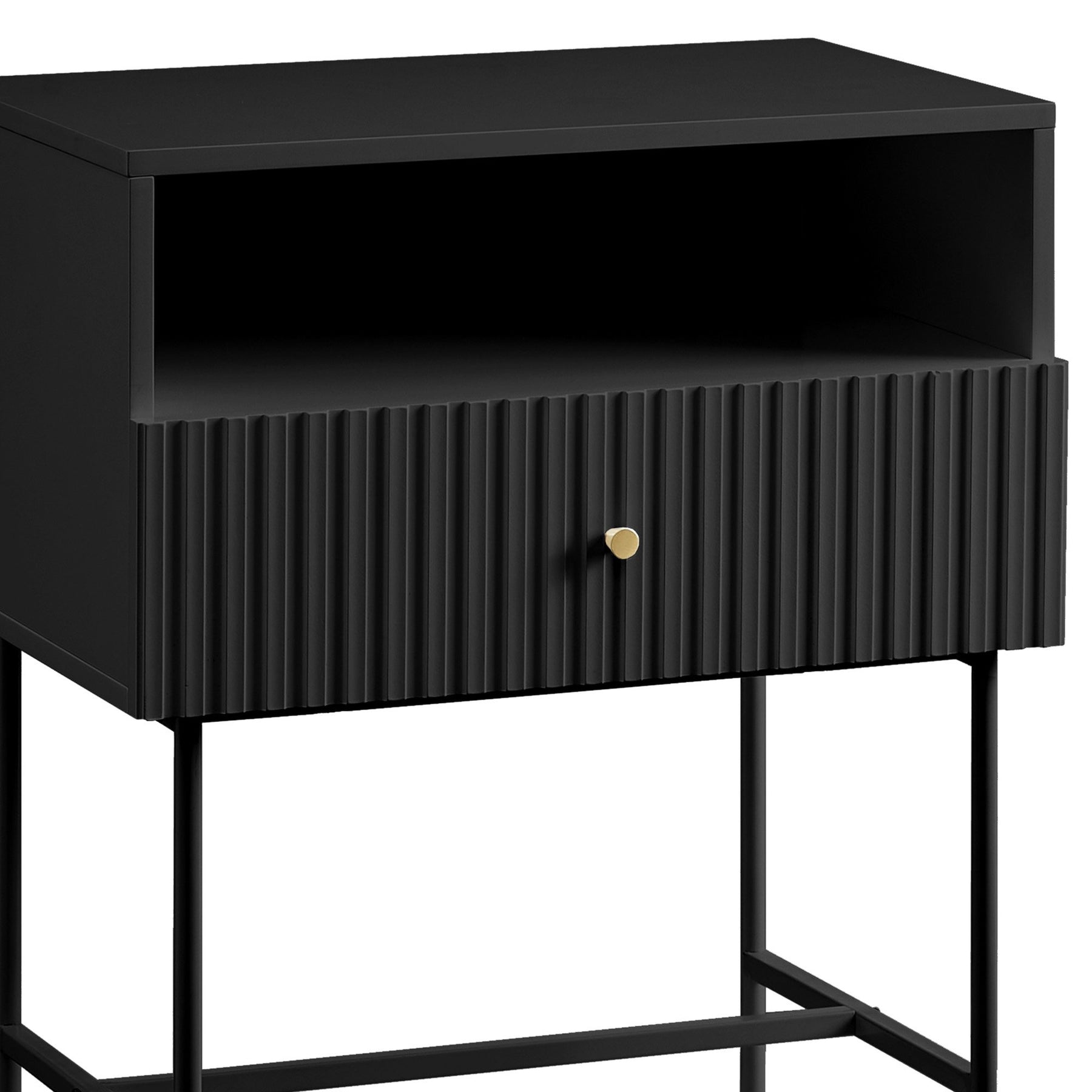 Sarantino Cecil Black Slender Fluted Bedside Table - SuperSaverAU - view 5