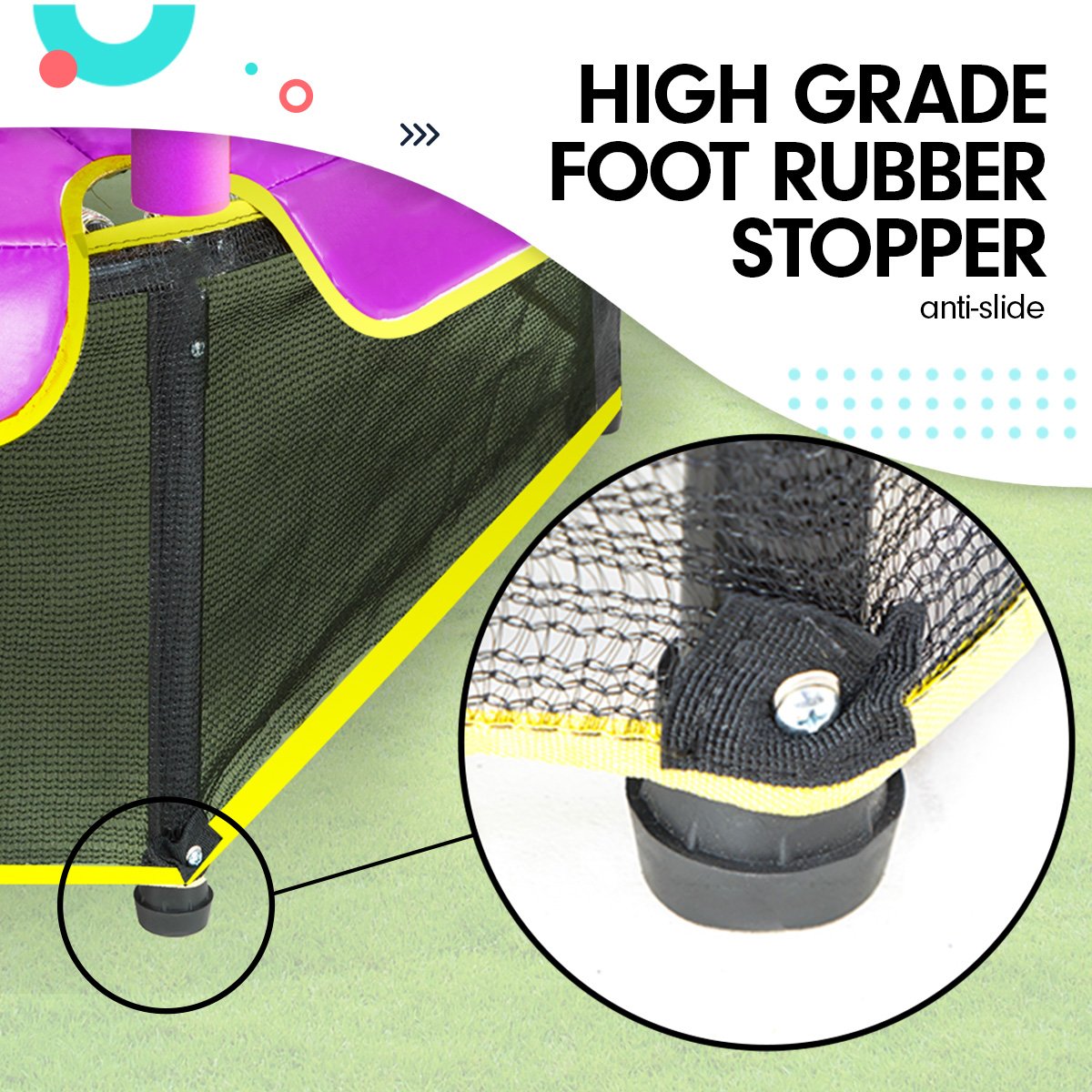 Kahuna 4.5ft Trampoline Round Free Safety Net Spring Pad Cover Mat Outdoor Blue Purple - SuperSaverAU - view 6