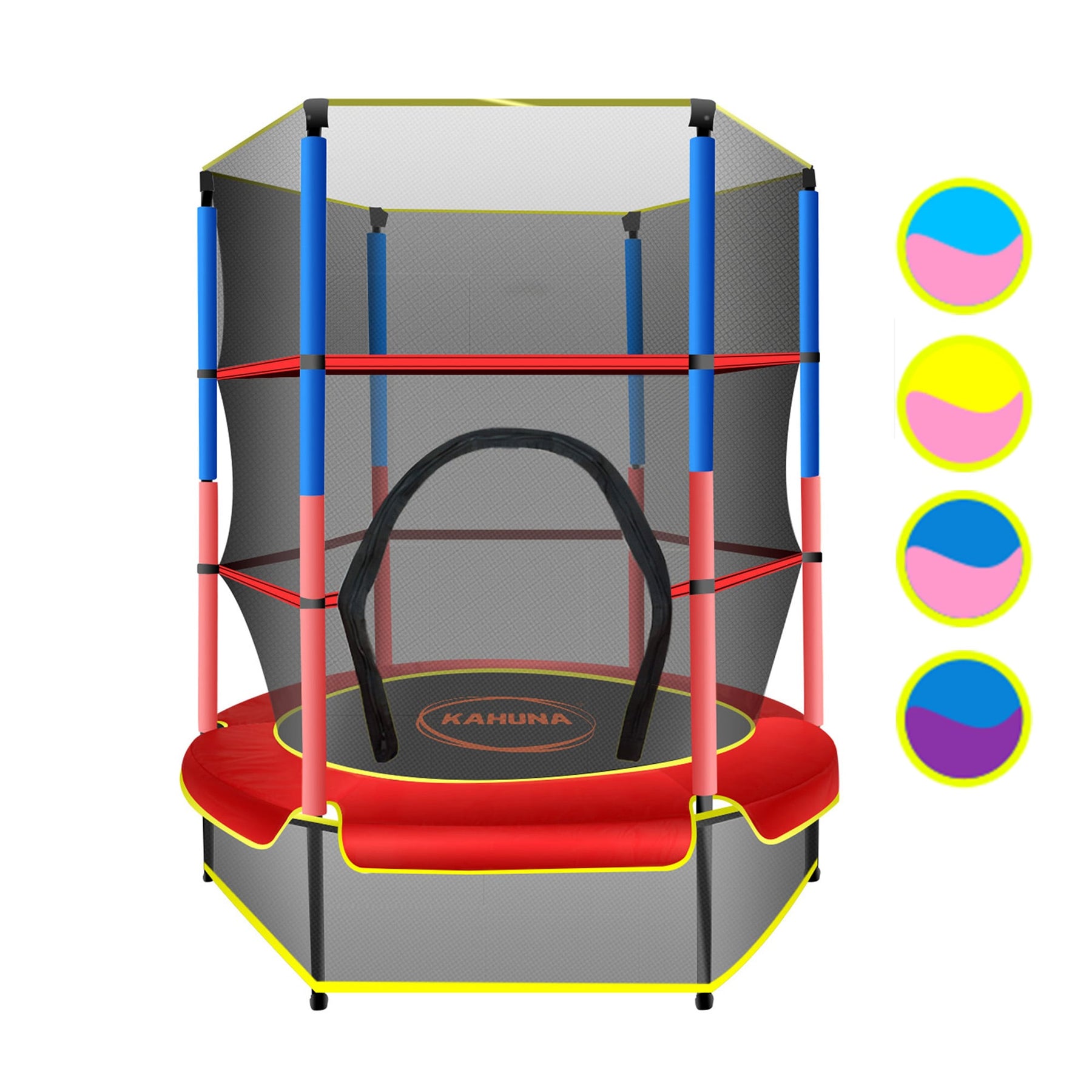 Kahuna 4.5ft Trampoline Round Free Safety Net Spring Pad Cover Mat Outdoor Red - SuperSaverAU - view 1