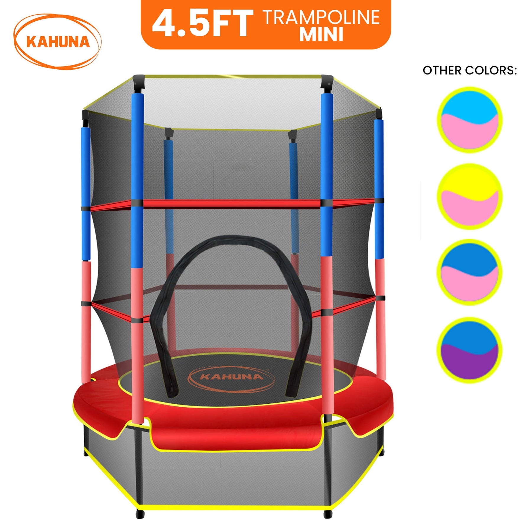 Kahuna 4.5ft Trampoline Round Free Safety Net Spring Pad Cover Mat Outdoor Red - SuperSaverAU - view 2