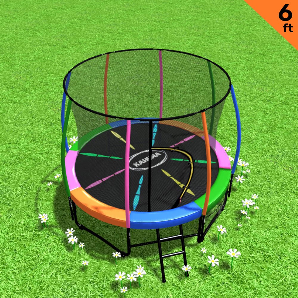 Kahuna 6ft Trampoline with Safety Net, UV-Stabilised Padding, Ladder & Shoe Tidy - SuperSaverAU - view 3