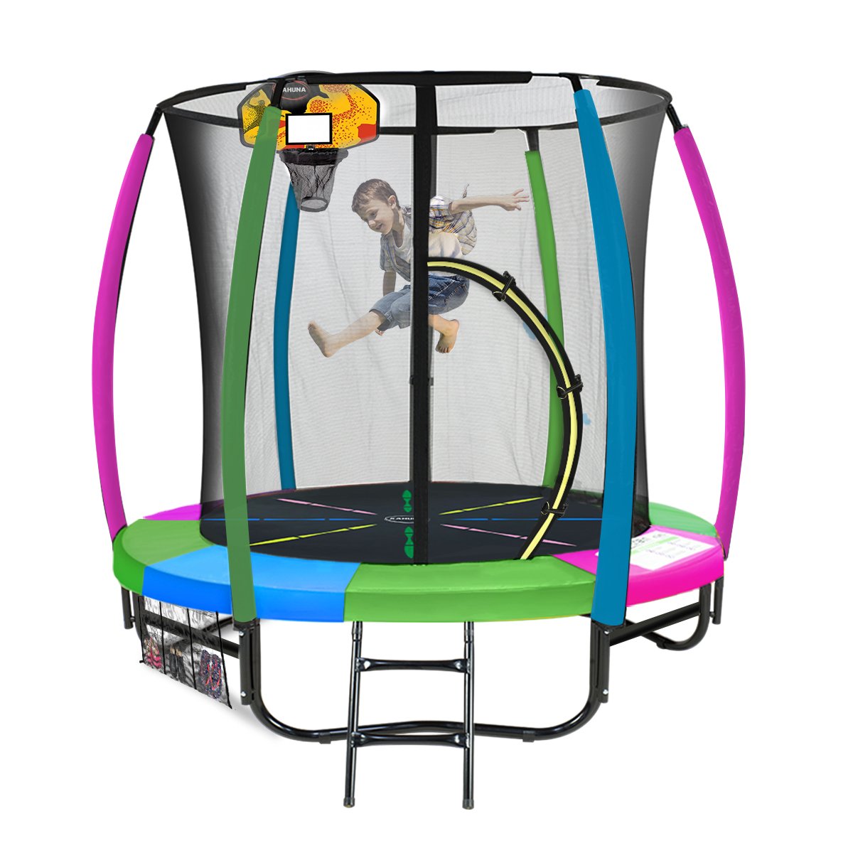 Kahuna 6ft Trampoline with Safety Net, Ladder, Basketball Set & UV Padding - SuperSaverAU - view 4
