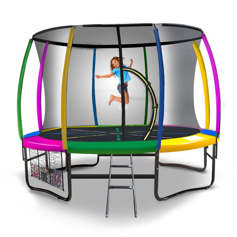 Kahuna 8ft Outdoor Rainbow Trampoline For Kids And Children Suited For Fitness Exercise Gymnastics With Safety Enclosure - SuperSaverAU - view 1
