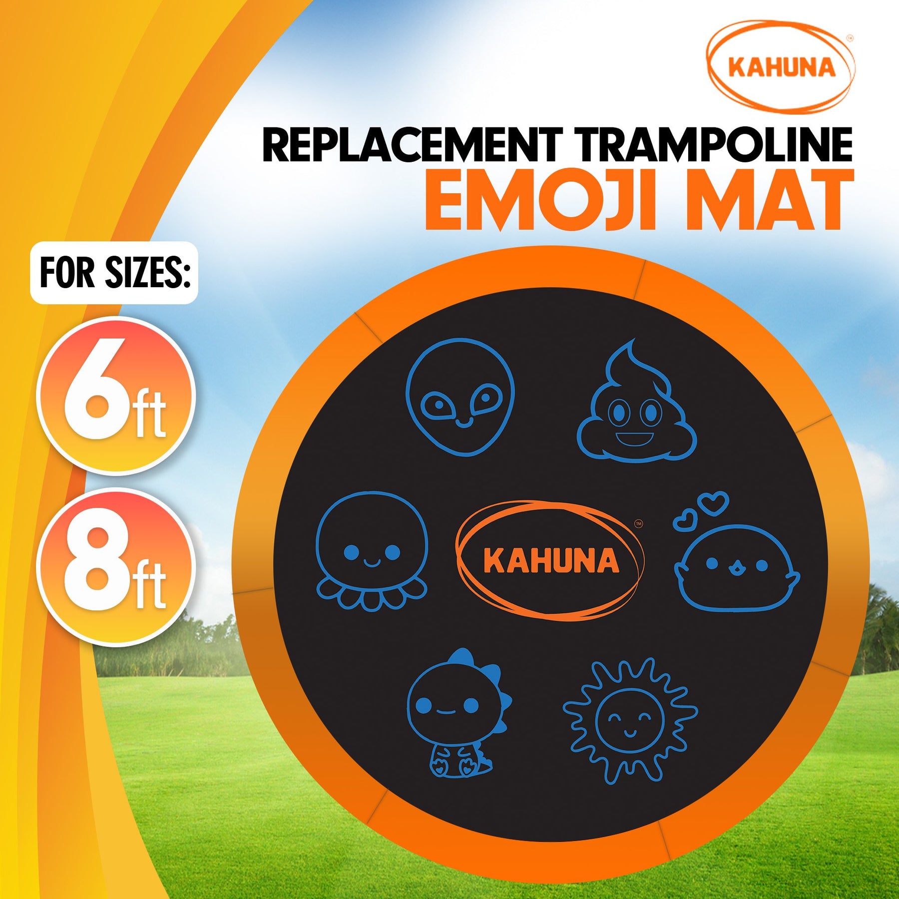 Kahuna 8ft Replacement Trampoline Jumping Mat - Emoji - SuperSaverAU - view 3
