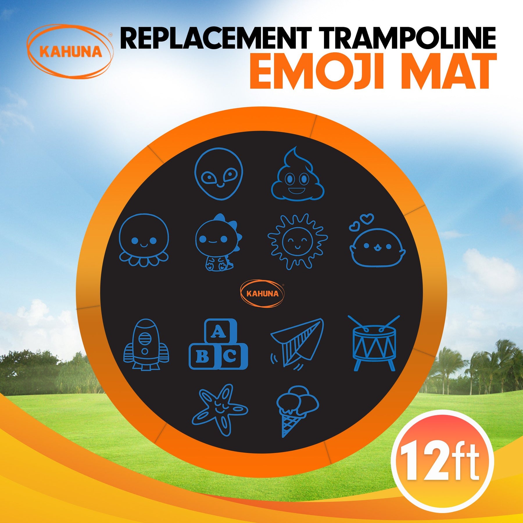 Kahuna 12ft Replacement Trampoline Jumping Mat - Emoji - SuperSaverAU - view 3