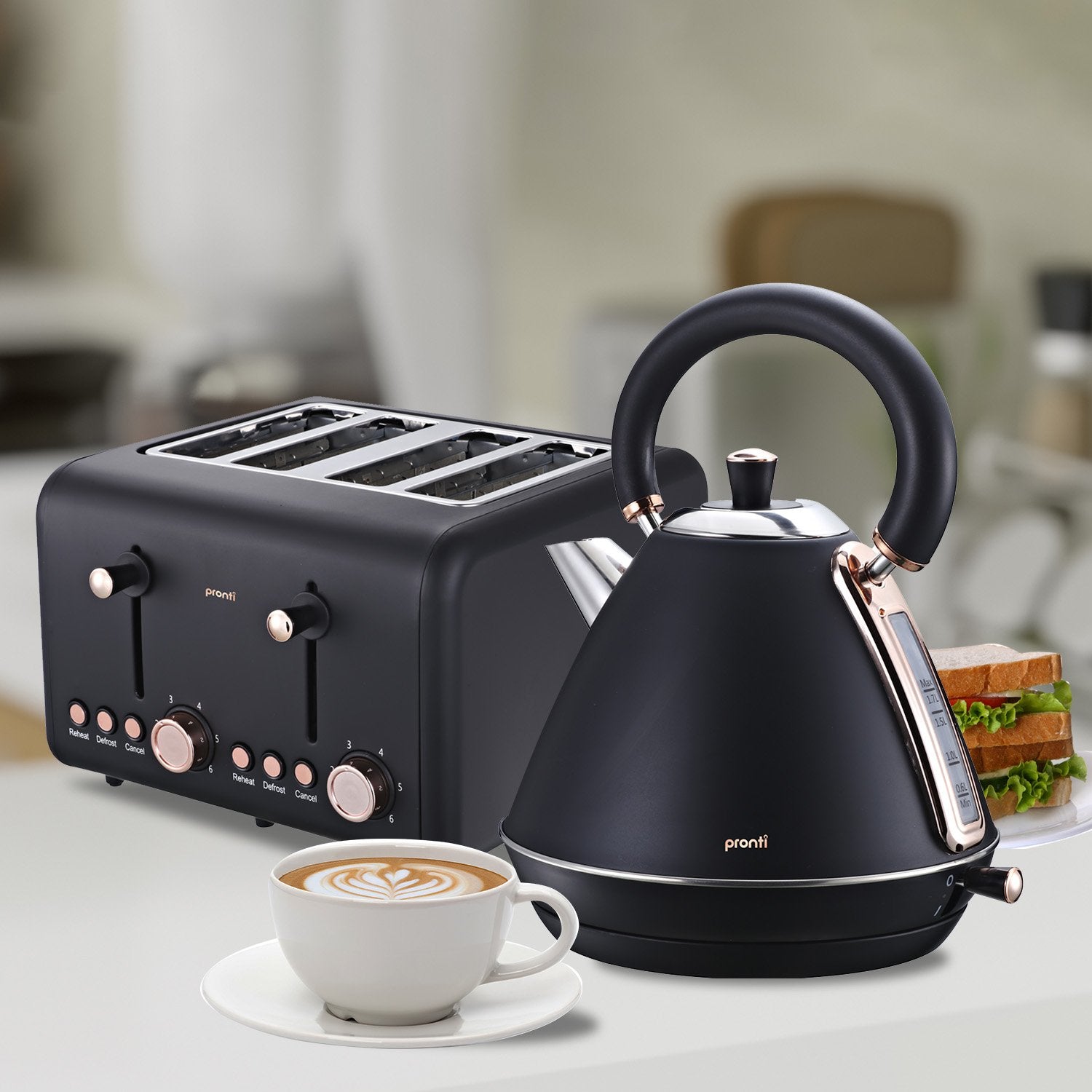Pronti 4 Slice Toaster Rose Trim Collection - Black - SuperSaverAU - view 7