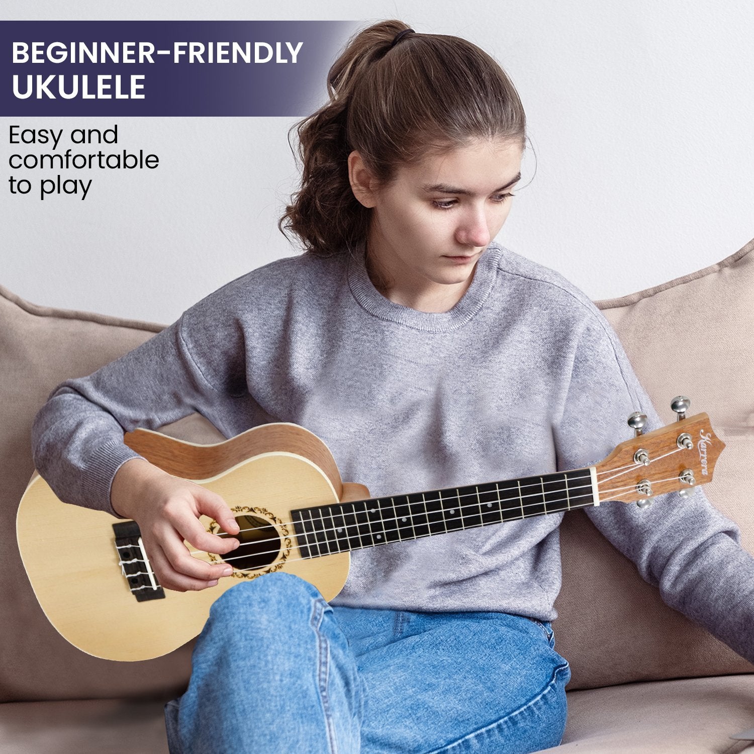 Karrera 23in Natural Wood Ukulele with Nylon Strings & Carrying Bag - SuperSaverAU - view 6