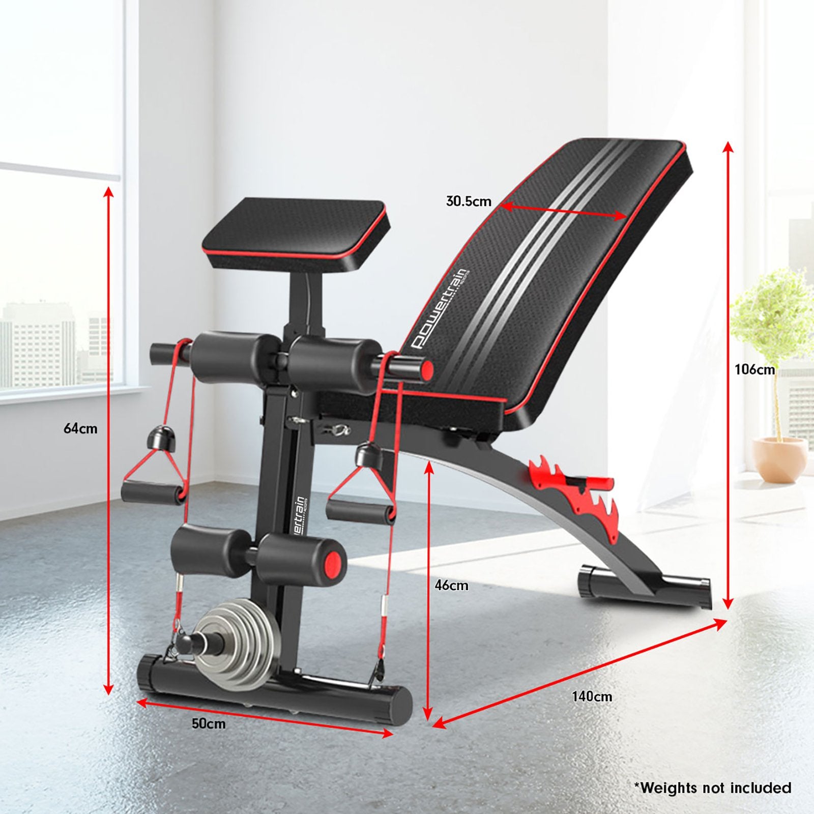 Powertrain Adjustable FID Home Gym Bench with Preacher Curl Pad - 150kg Load - SuperSaverAU - view 9