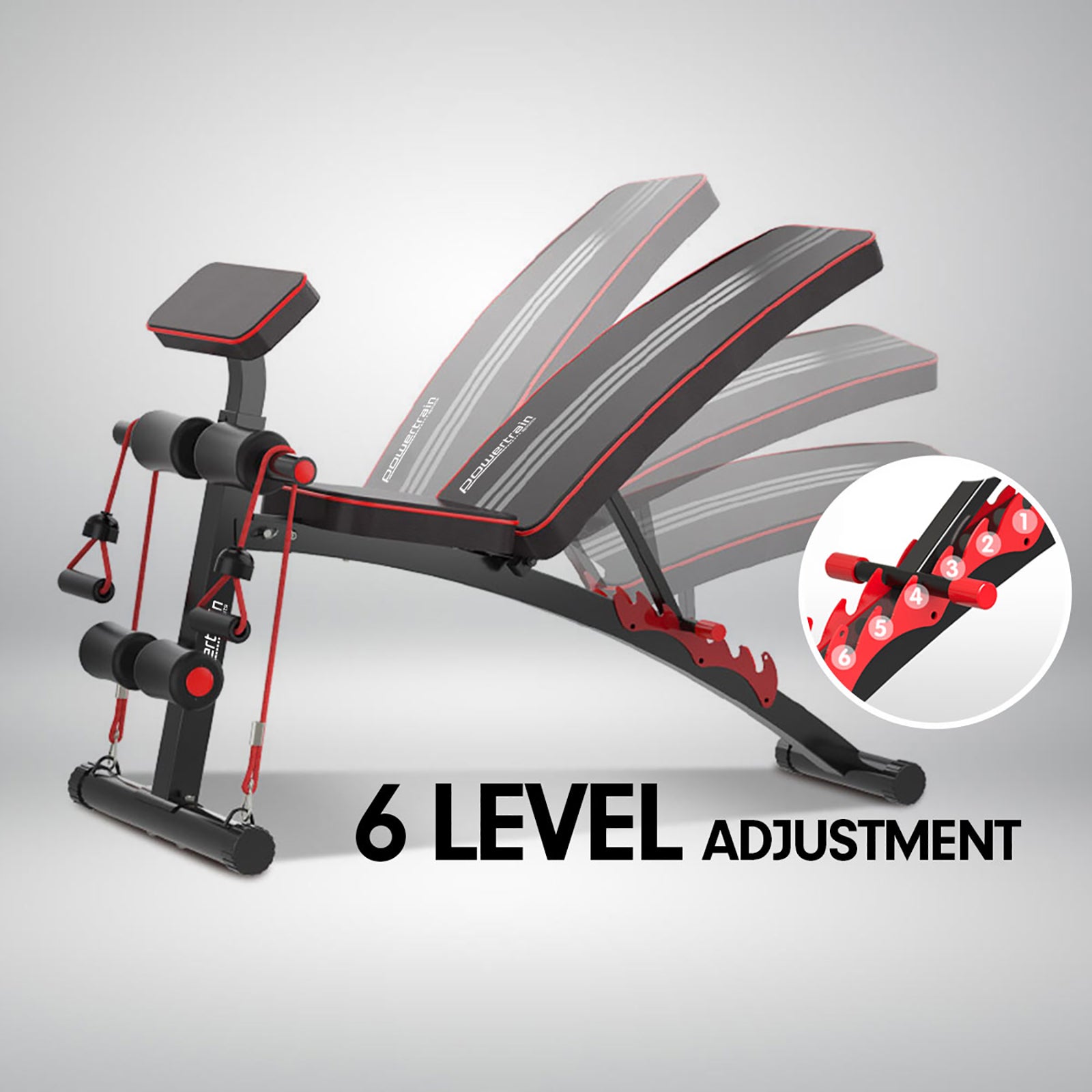 Powertrain Adjustable FID Home Gym Bench with Preacher Curl Pad - 150kg Load - SuperSaverAU - view 10