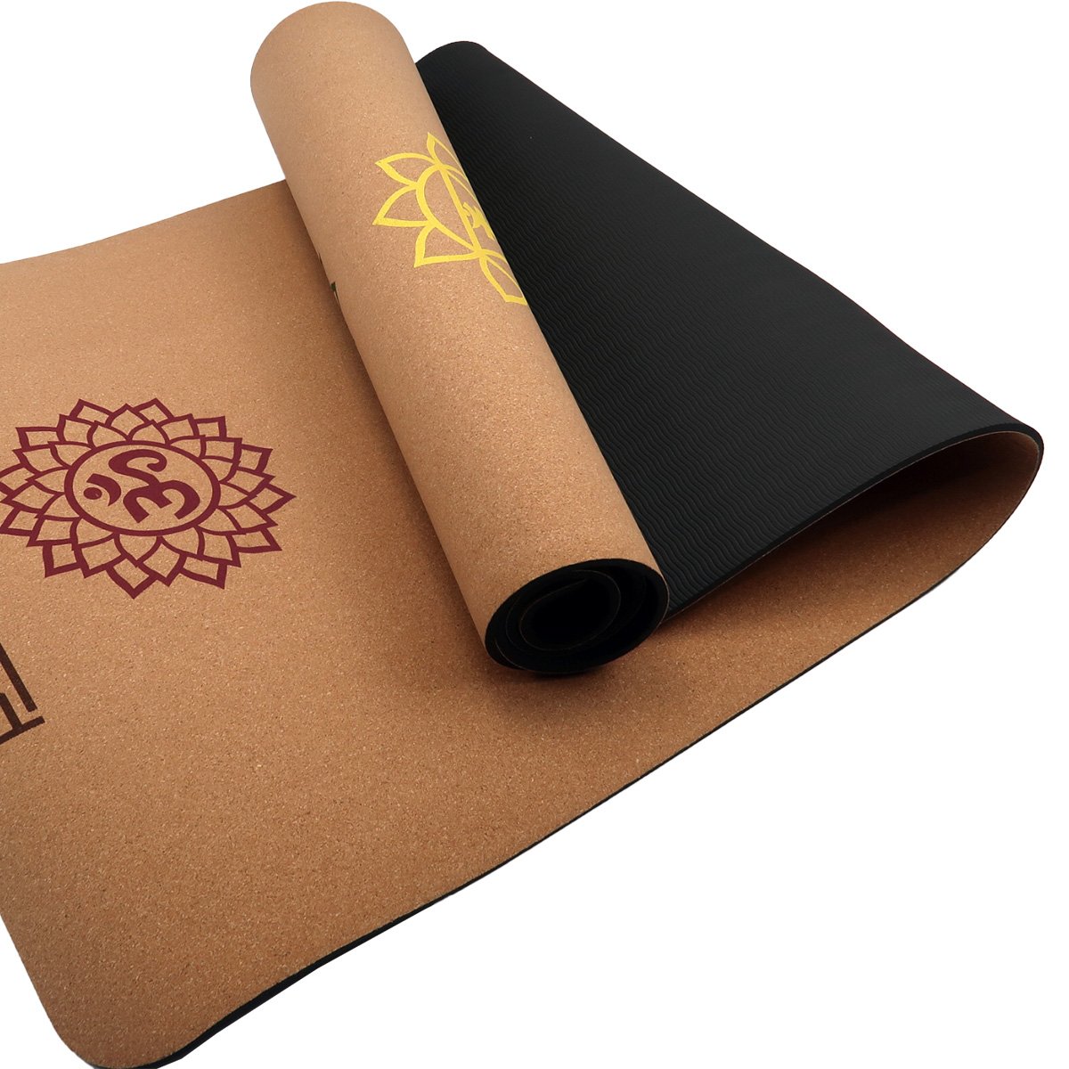 Powertrain Cork Yoga Mat with Carry Straps Home Gym Pilates - Chakras - SuperSaverAU - view 1