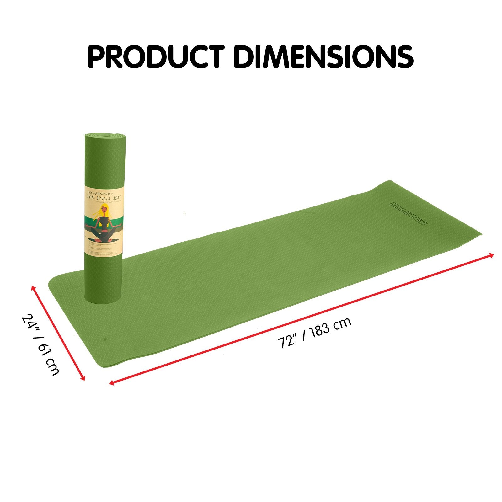 Powertrain Yoga Mat 183cm x 61cm | Eco-friendly TPE, Non-slip, Carry Strap - SuperSaverAU - view 7