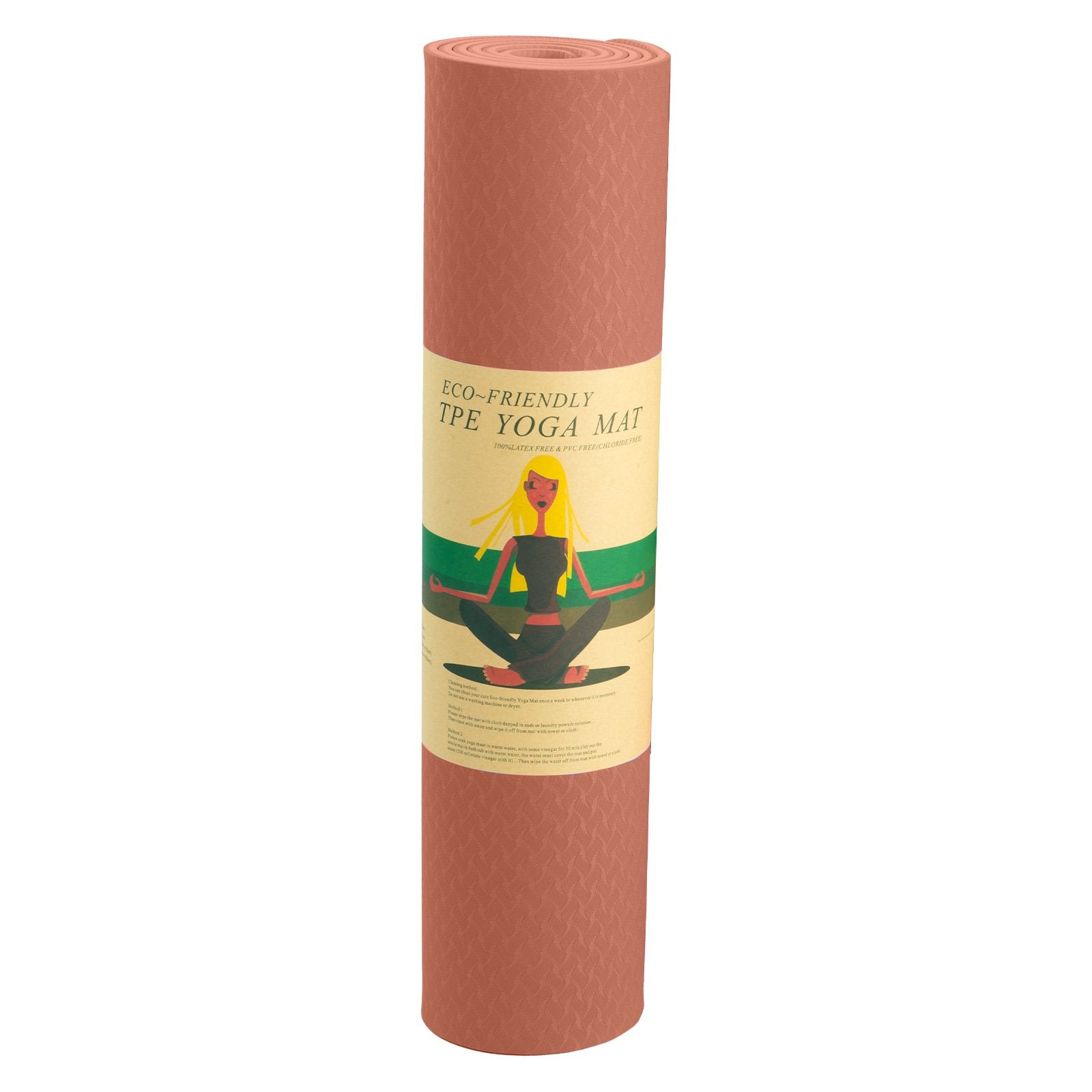 Powertrain Dual Layer TPE Yoga Mat with Carry Strap - Pink, 6mm