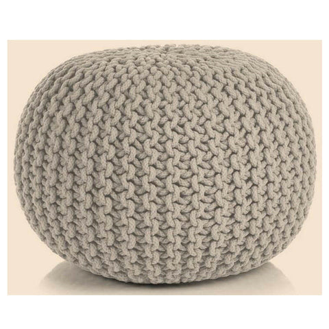 Beige Braided Cotton Pouffe Footstool - Hand Knitted - SuperSaverAU - view 1