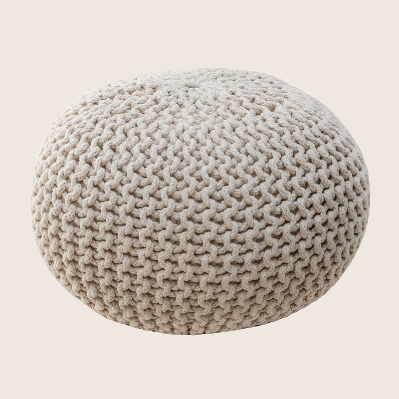 Braided Cotton Pouffe Footstool - Hand Knitted Decor - SuperSaverAU - view 1