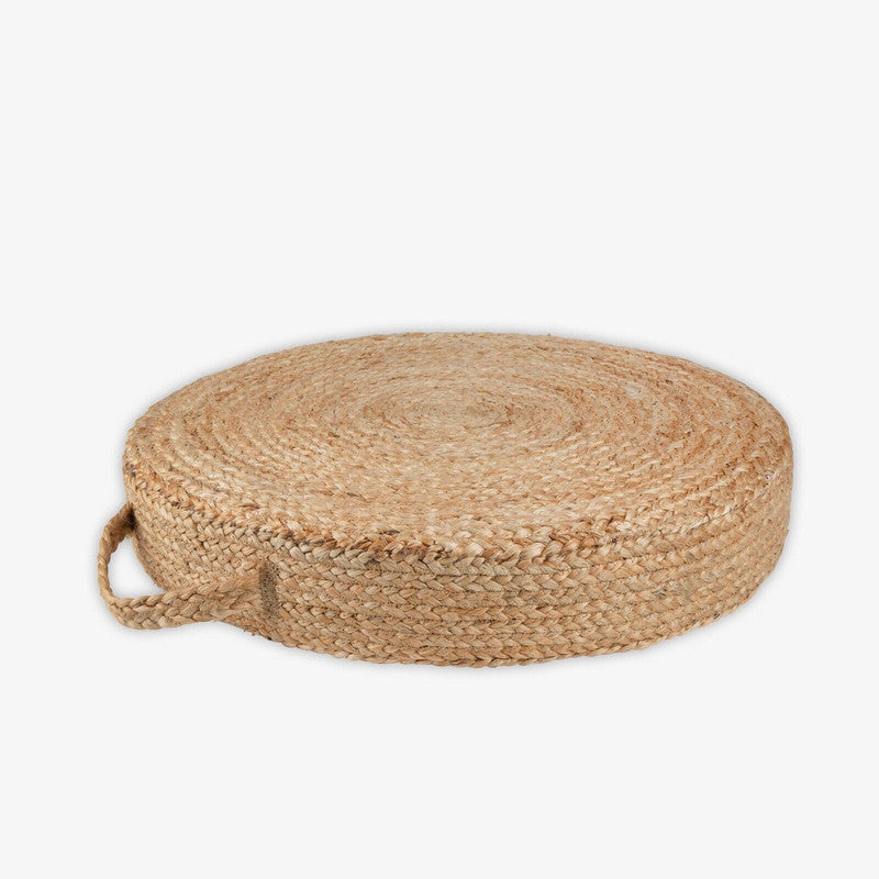 Jute Hand Braided Floor Cushion 60 x 60 x 20 cm, Natural & Biodegradable - SuperSaverAU - view 2