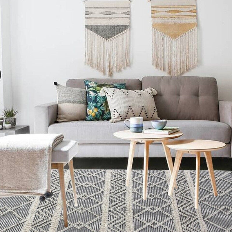Boho Style Hand Loomed Recycle Cotton Wool Rug 150 x 200 cm - Eco-Friendly - SuperSaverAU - view 1