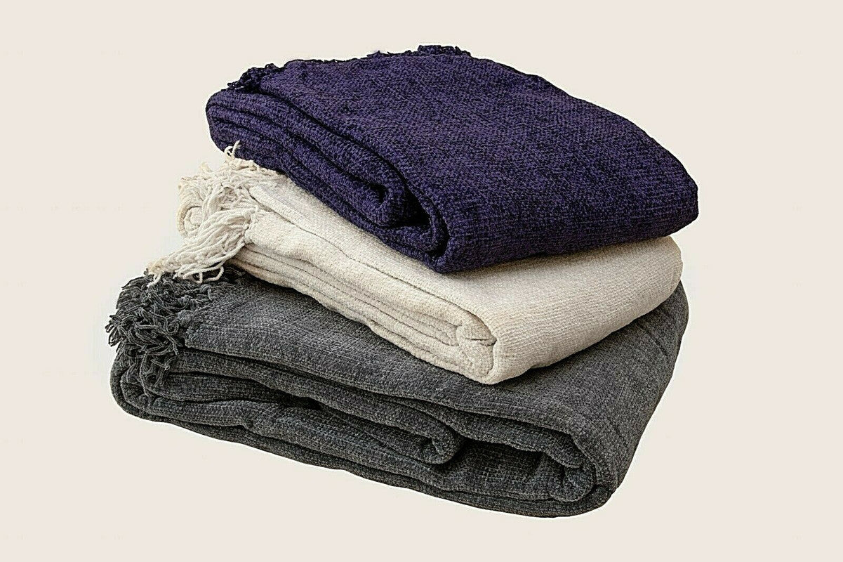 Acrylic Chenille Tassel Knitted Blanket 150 x 200 cm - Soft, Lightweight, Cozy Throw - SuperSaverAU - view 2