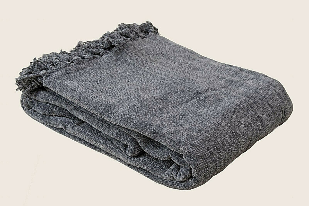 Acrylic Chenille Tassel Knitted Blanket 150 x 200 cm - Soft, Lightweight, Cozy Throw - SuperSaverAU - view 1