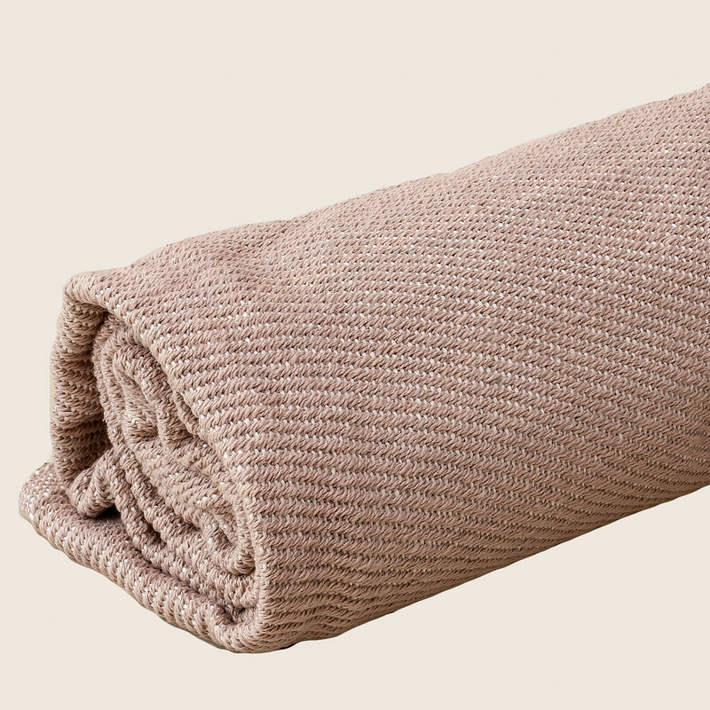 Woven Natural Pink Bed Throw with Tassel, 150 x 200 cm, Cotton Acrylic Blend - SuperSaverAU - view 1