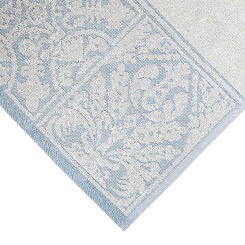 Premium Cotton Bath Towel 130cm x 60cm Jacquard White Blue Design - SuperSaverAU - view 4