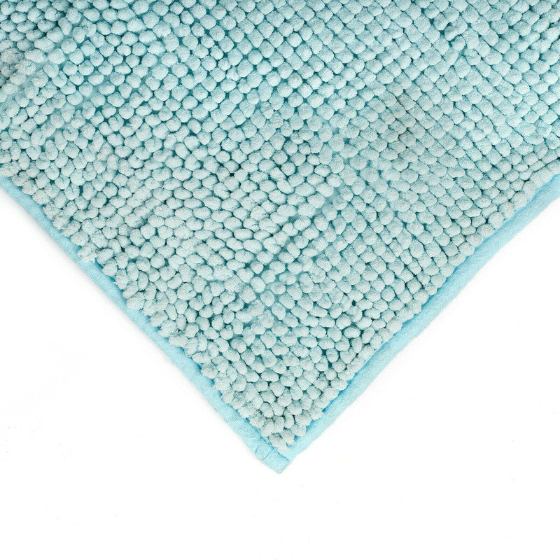 Microfiber Bath Mat Non Slip Soft Pile Design 80x50cm Aqua - SuperSaverAU - view 1