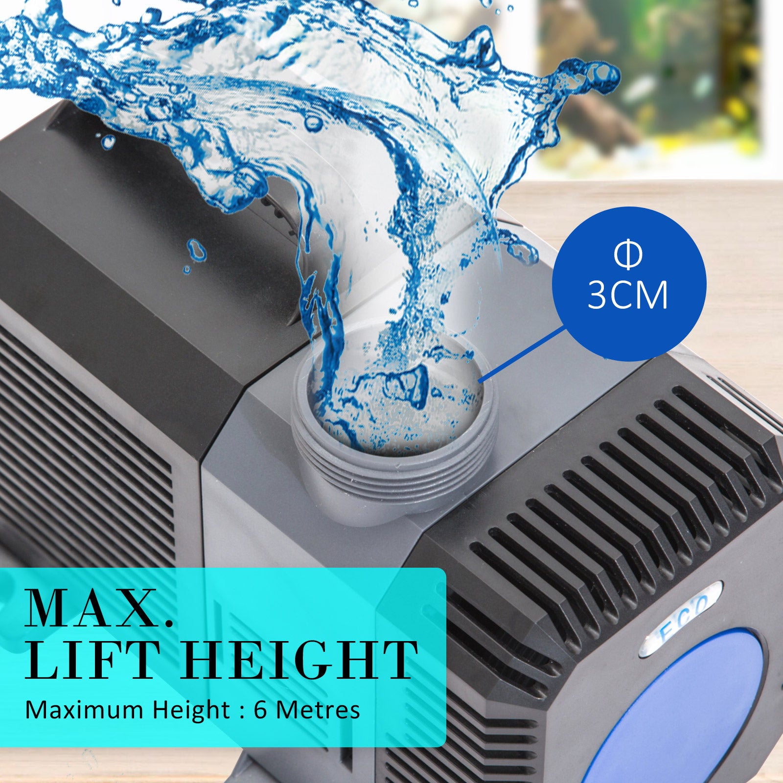 Dynamic Power 10000L/H Submersible Pond Water Pump, 80W, Quiet, Compact Design - SuperSaverAU - view 3