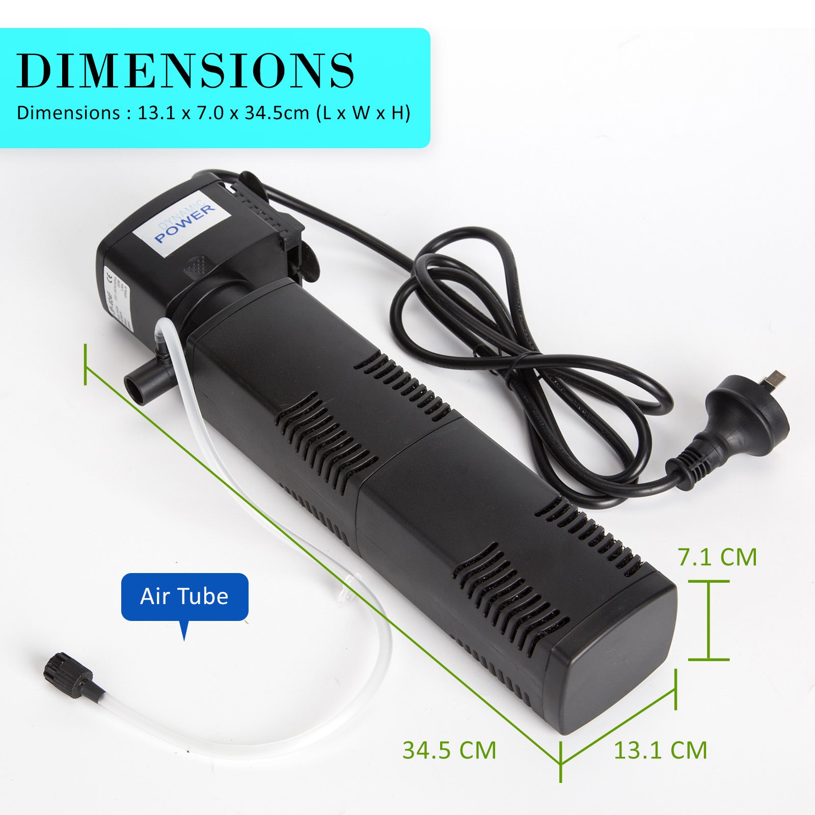 Dynamic Power 1600L/H Submersible Aquarium Filter 35W, 2.5m, 3-in-1 Pump - SuperSaverAU - view 11