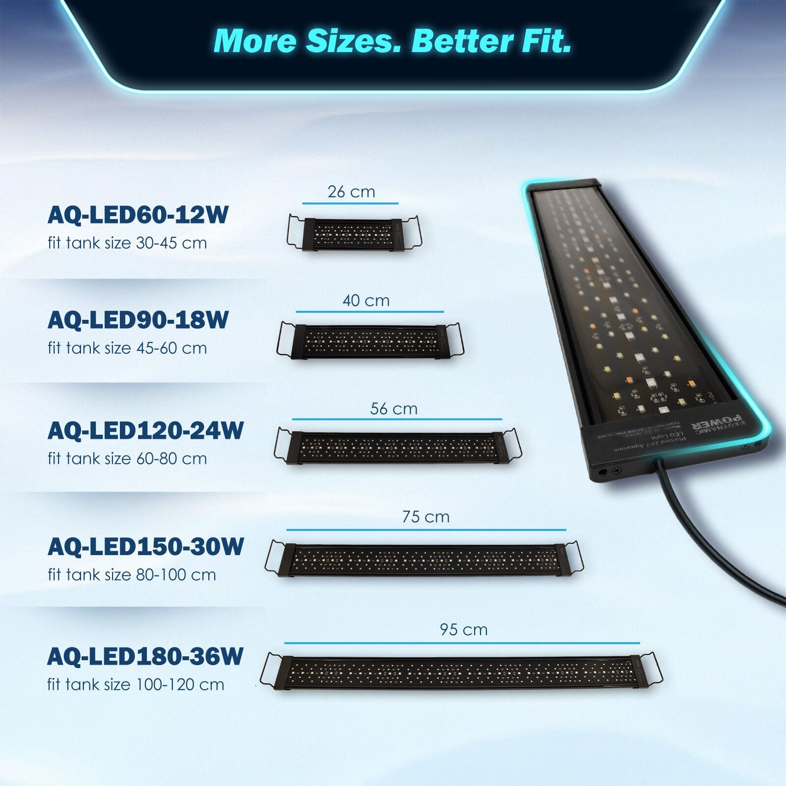 Dynamic Power Planted Aquarium LED Light 24W - 56cm